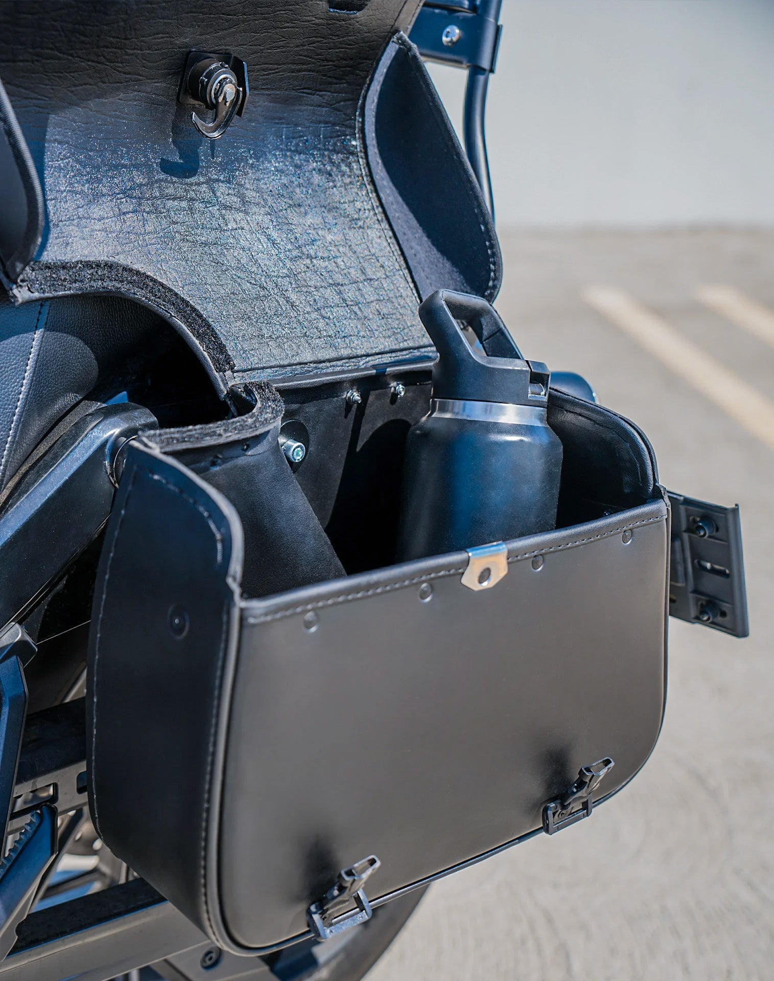 14L - Viper Medium Shock Cutout Harley Nightster RH975/S Leather Motorcycle Saddlebags Lifestyle