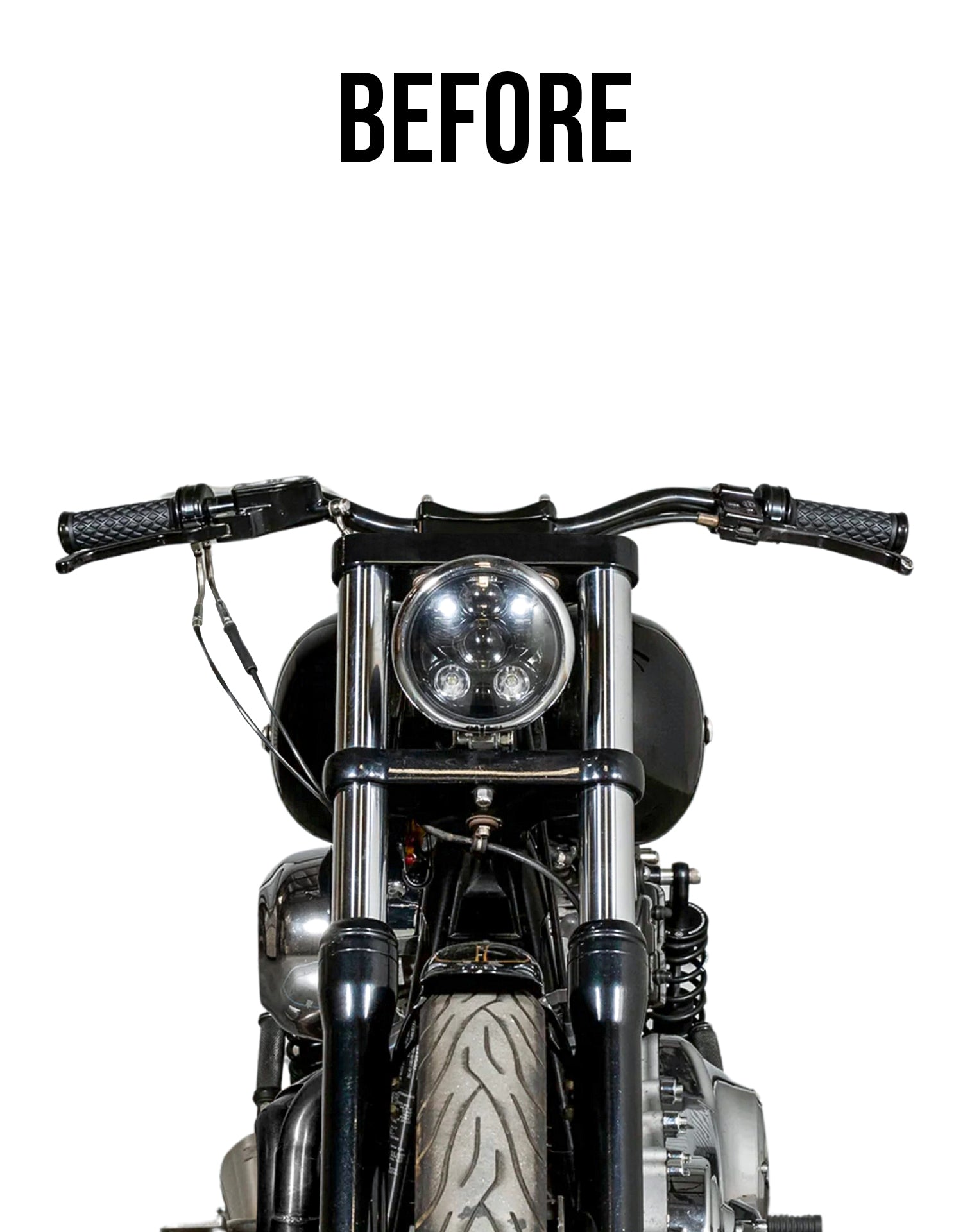 Viking Warlock 10" Handlebar Risers for Harley Dyna Low Rider FXDL/I Gloss Black Before riser