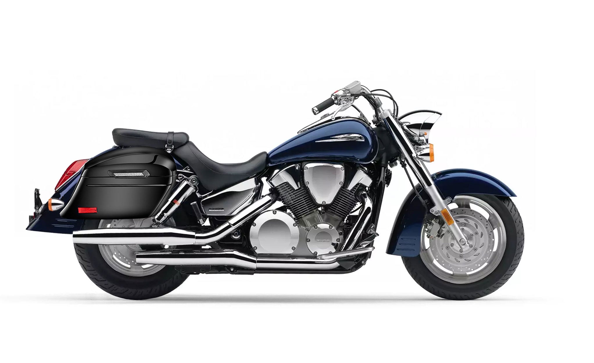 44L - Lamellar Stallion Extra Large Honda VTX 1300 R (Retro) Painted Motorcycle Hard Saddlebags Bag on Bike @expand