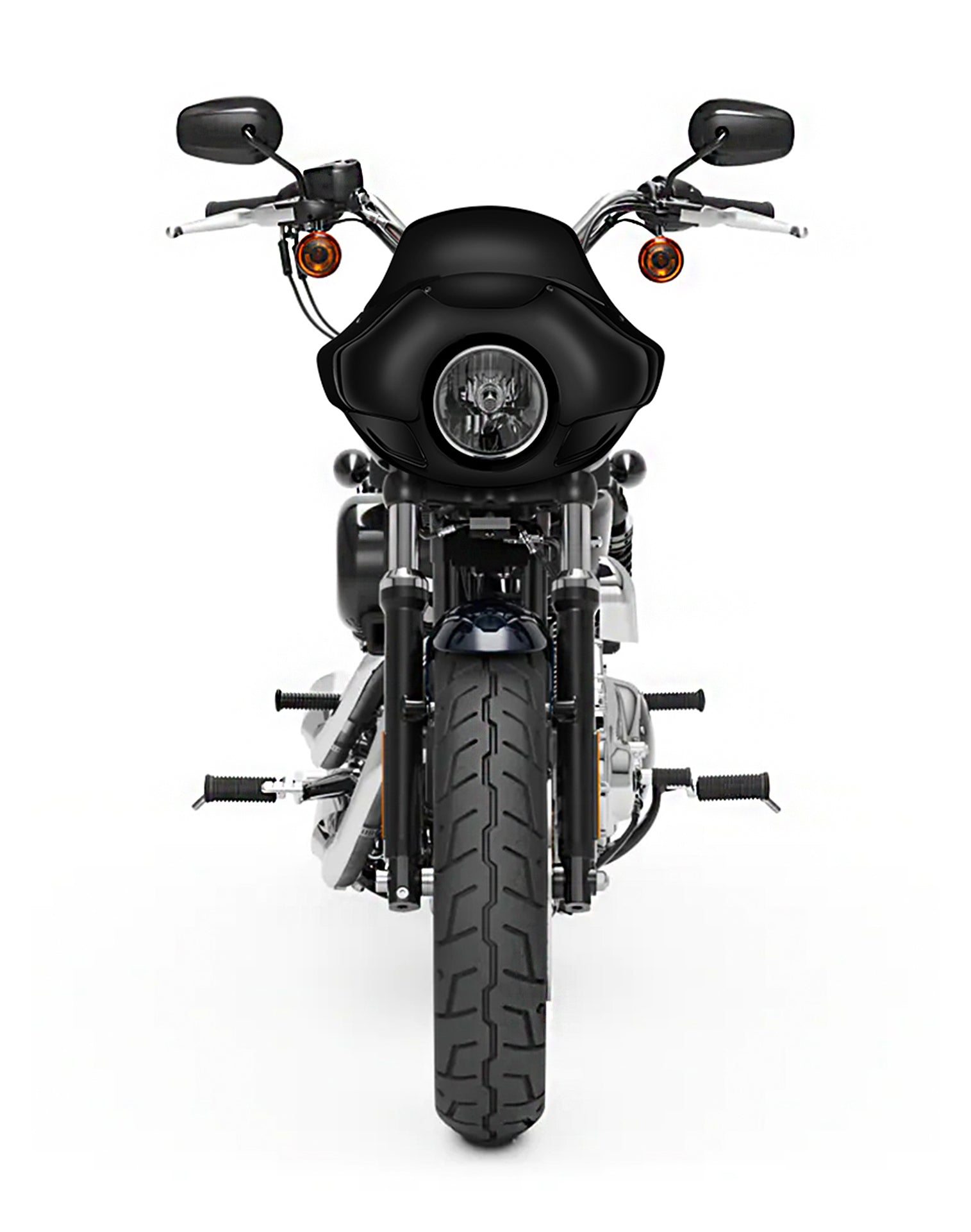 Viking Derby Motorcycle Fairing For Harley Sportster 1200 Custom XL1200C Gloss Black Fairing From Front