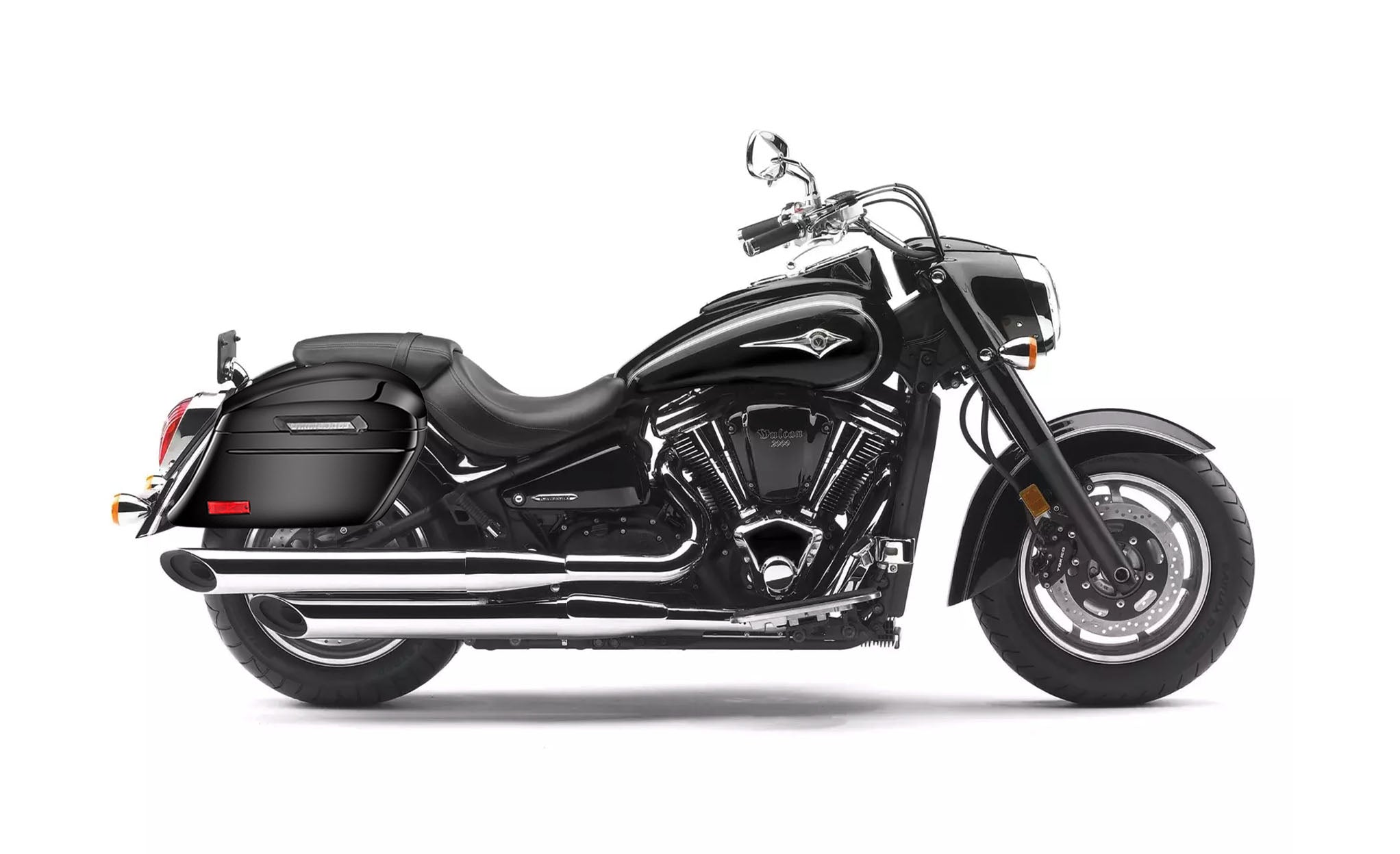 44L - Lamellar Stallion Extra Large Kawasaki Vulcan 2000 VN2000 Painted Motorcycle Hard Saddlebags on Bike @expand