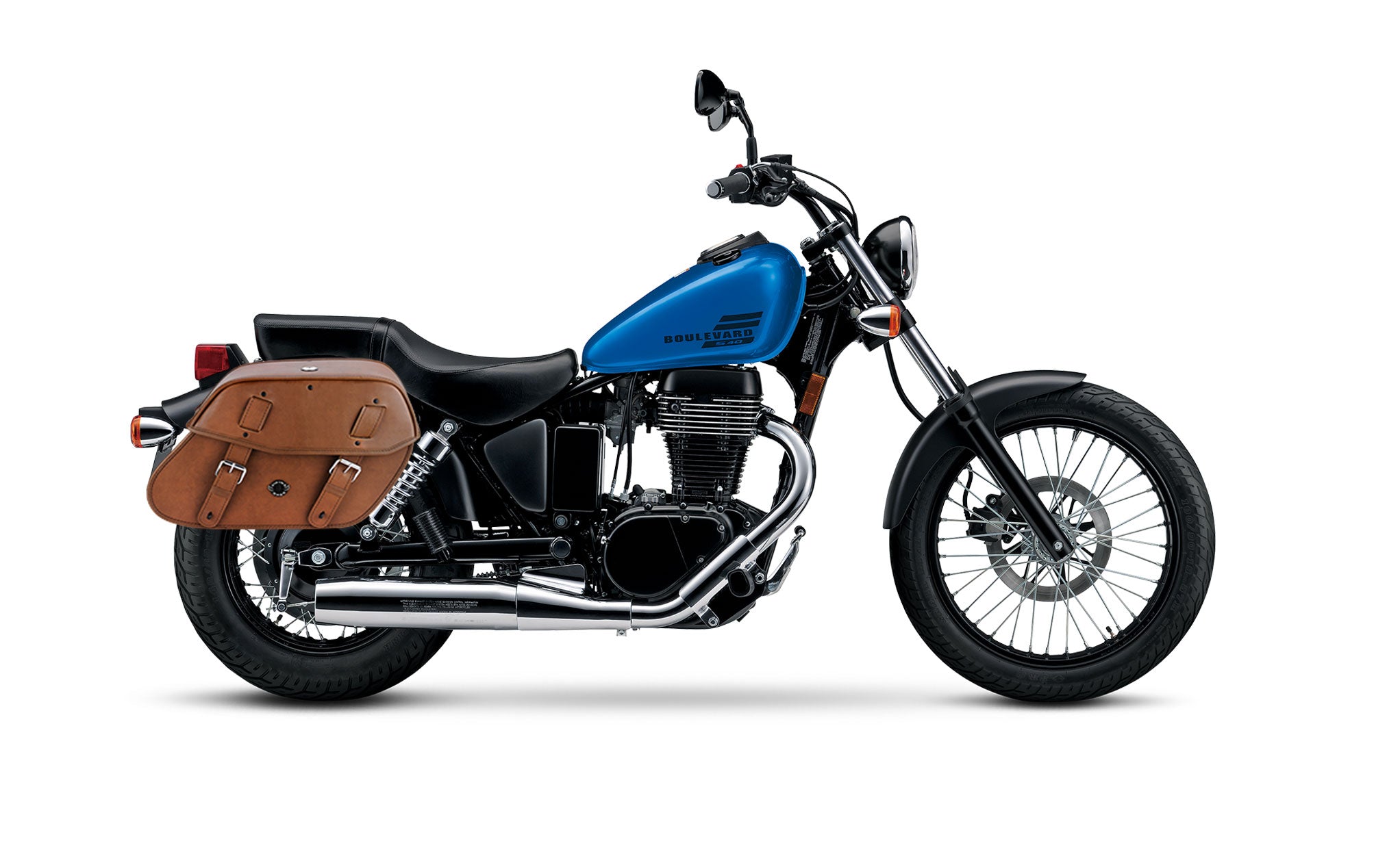 Viking Odin Brown Large Suzuki Boulevard S40 Savage Ls650 Leather Motorcycle Saddlebags on Bike Photo @expand