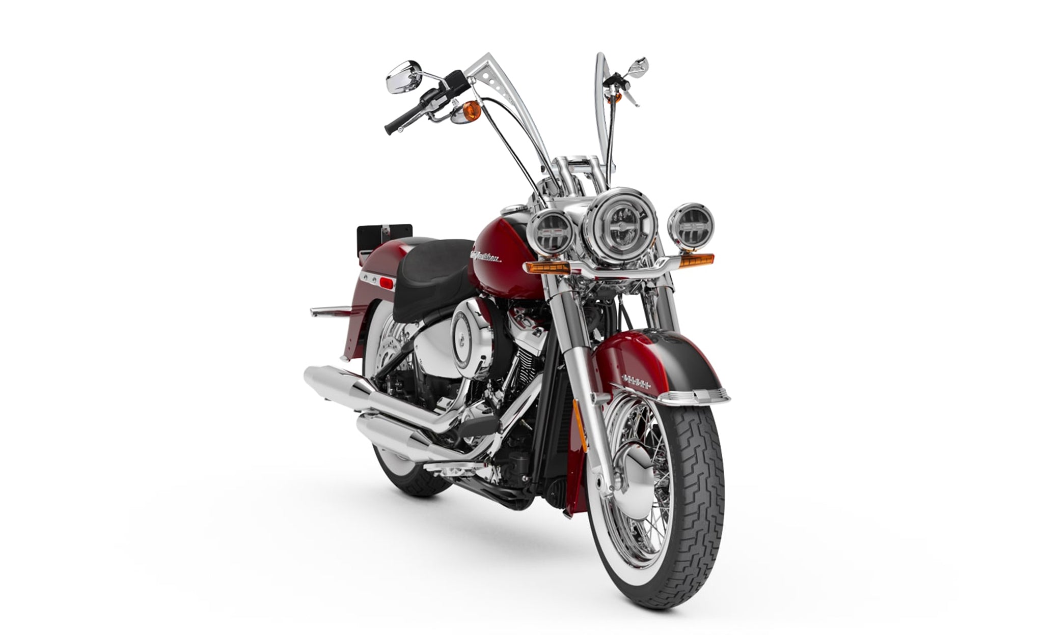 Viking Iron Born 12" Handlebar For Harley Softail Deluxe FLSTN Chrome Bag on Bike View @expand
