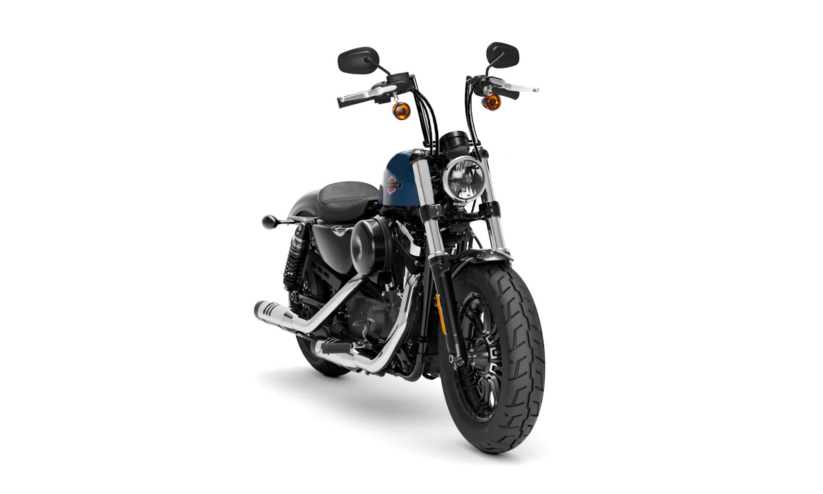 Viking Iron Born 9" Handlebar For Harley Sportster Forty Eight Gloss Black Bag on Bike View @expand