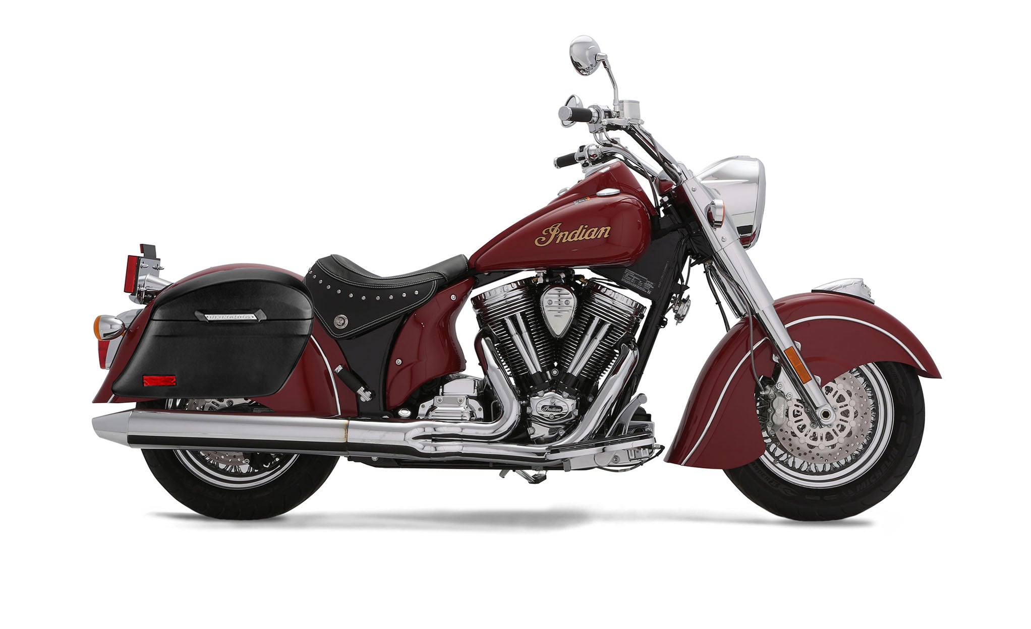 44L - Lamellar Stallion Extra Large Indian Chief Deluxe Leather Covered Motorcycle Hard Saddlebags Bag on Bike @expand
