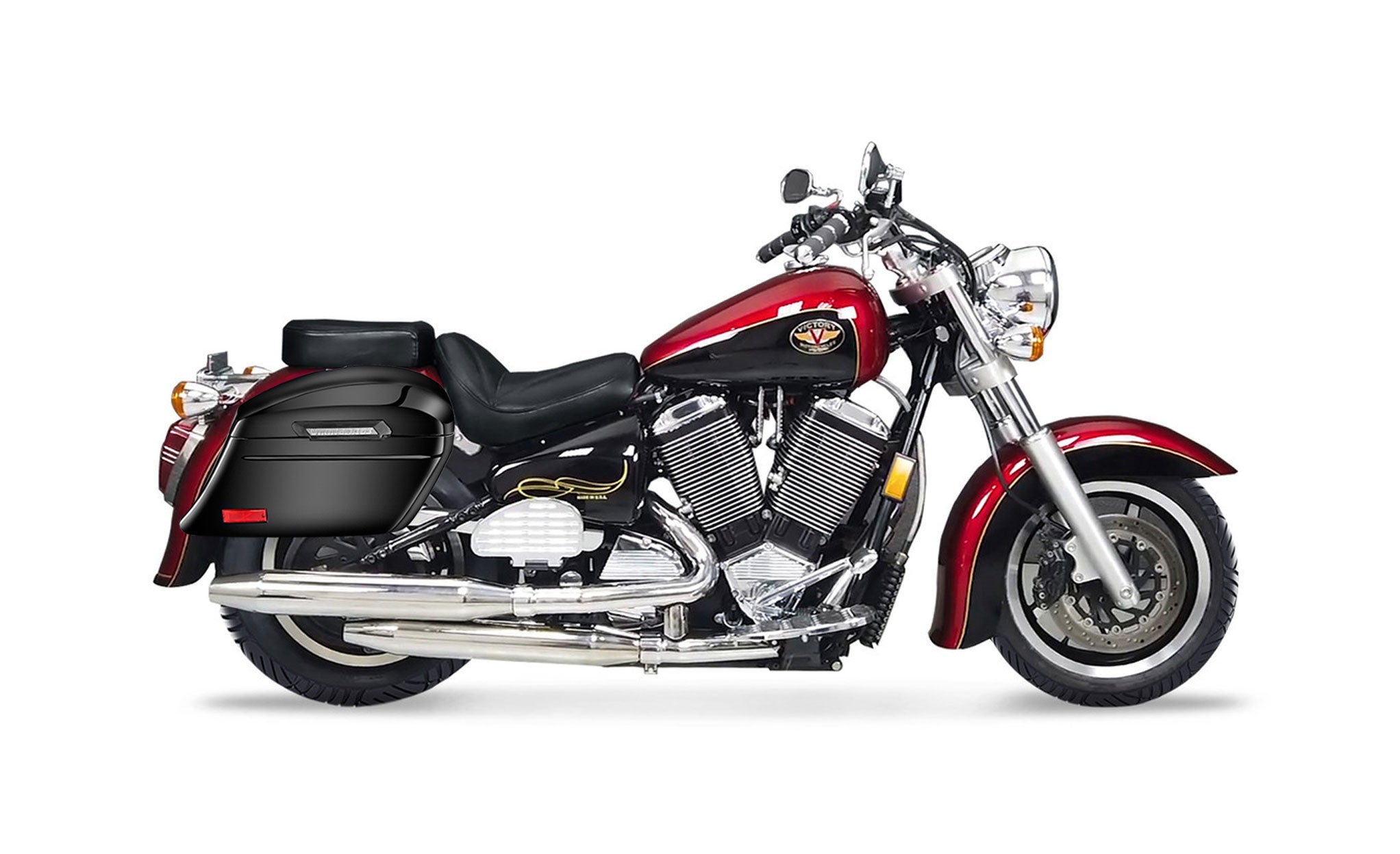44L - Lamellar Stallion Extra Large Victory V92C Painted Motorcycle Hard Saddlebags Bag on Bike @expand