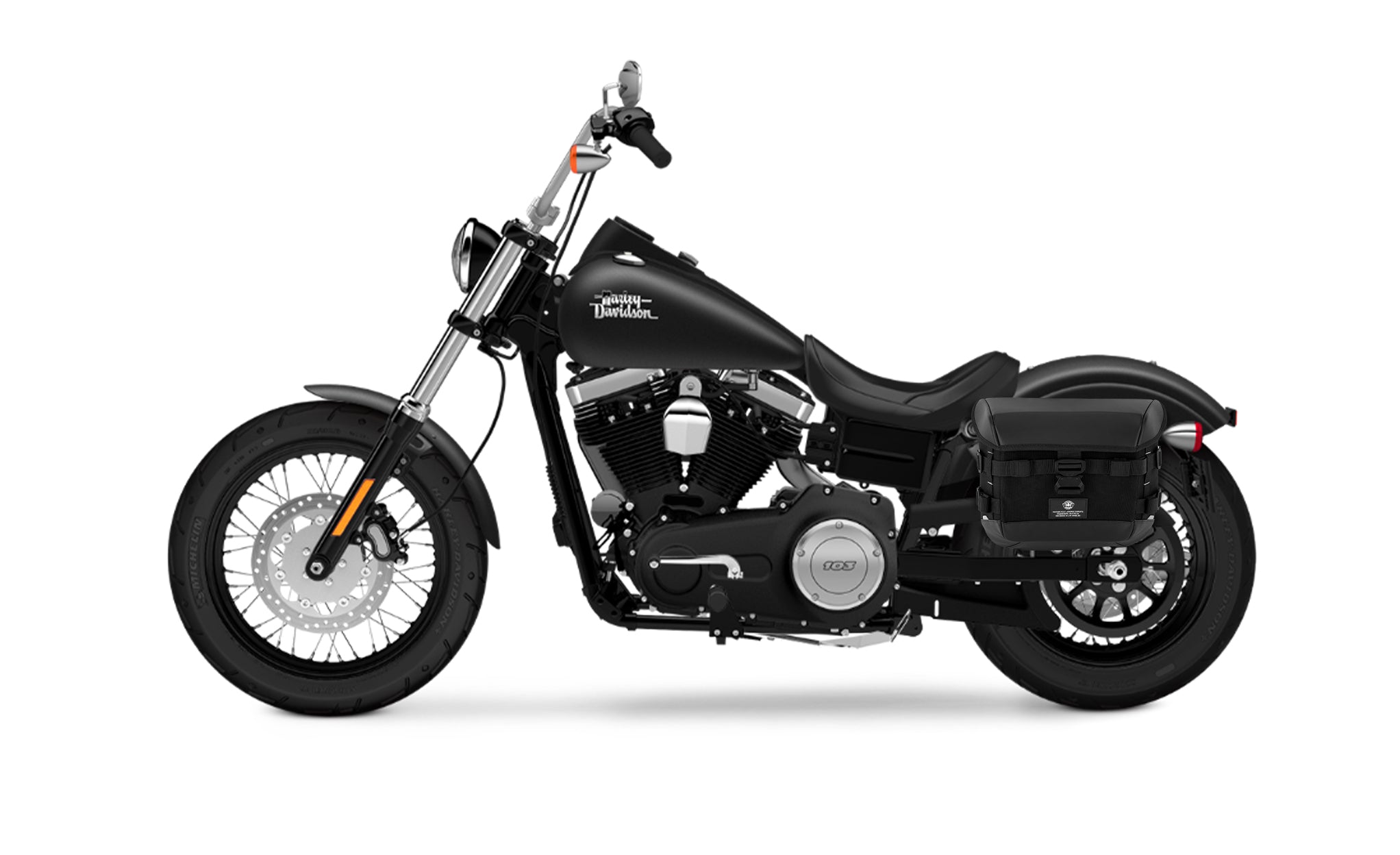 Viking Incognito Detachable Xs Solo Motorcycle Saddlebag Left Only For Harley Davidson Dyna Street Bob Fxdb I on Bike Photo @expand