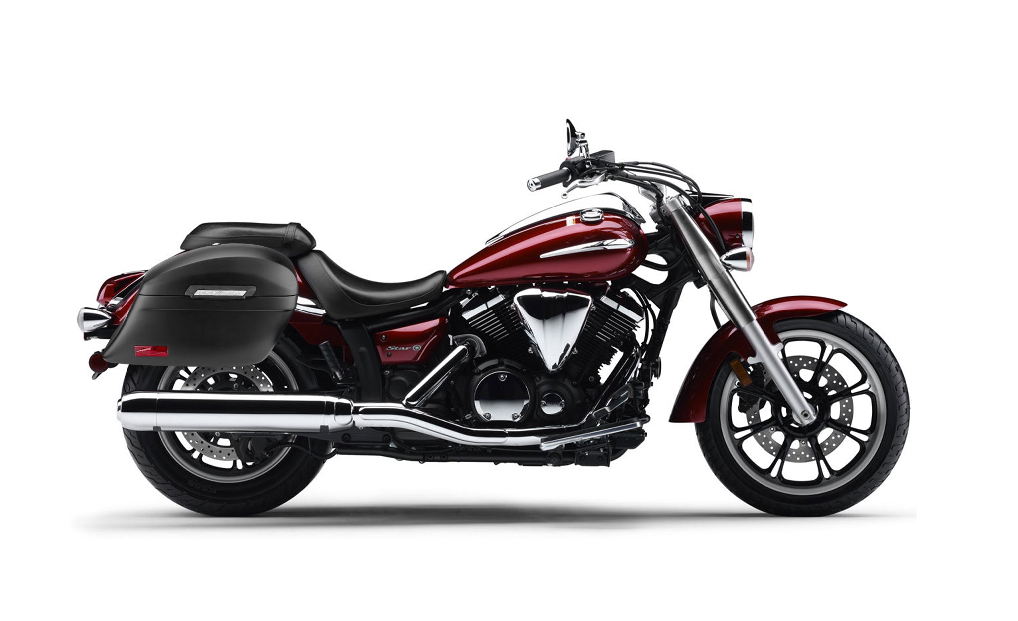 44L - Lamellar Stallion Extra Large Yamaha V Star 950 Matte Motorcycle Hard Saddlebags Bag on Bike @expand