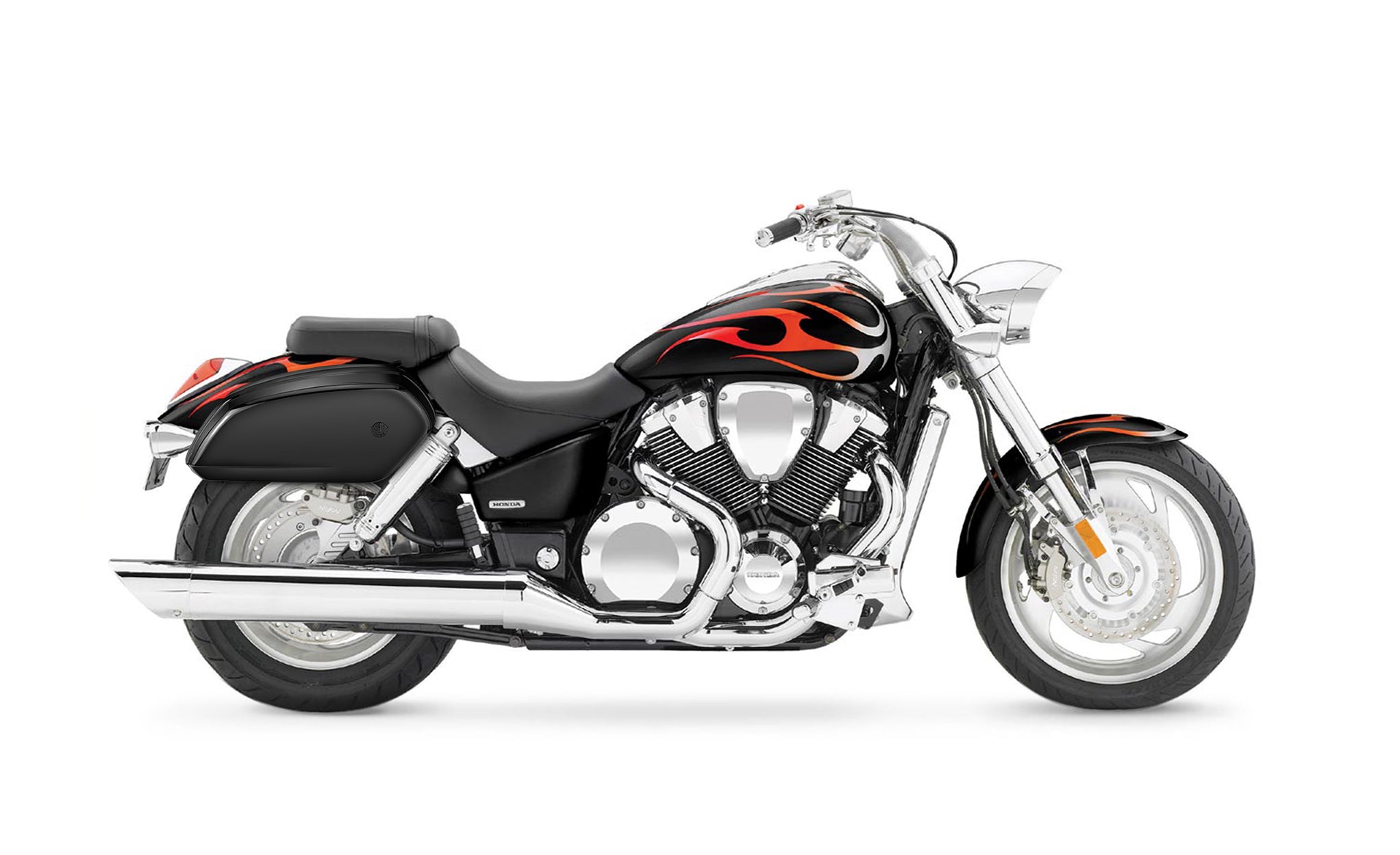 Viking Viper Large Honda Vtx 1800 C Painted Motorcycle Hard Saddlebags Engineering Excellence with Bag on Bike @expand