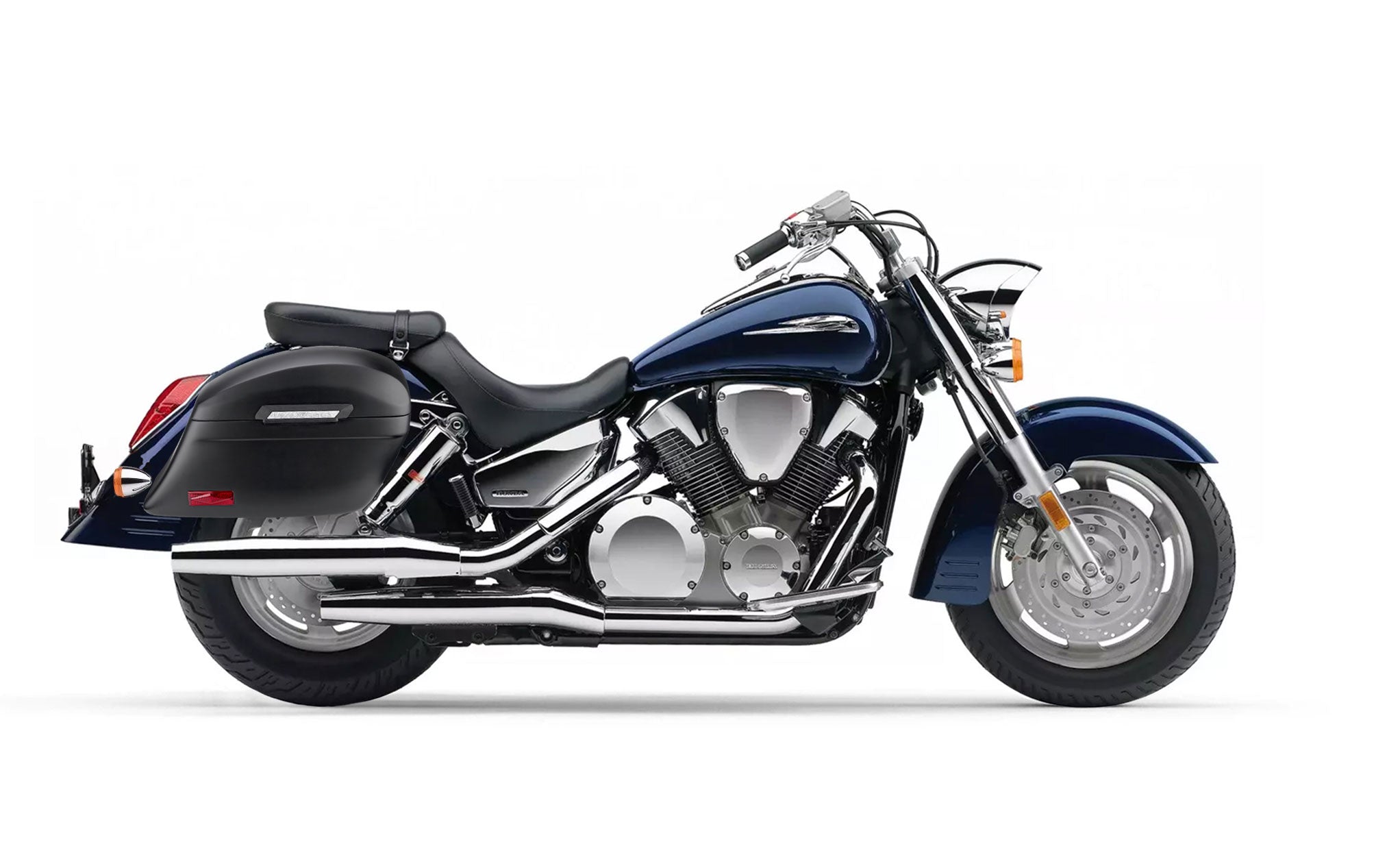 44L - Lamellar Stallion Extra Large Honda VTX 1300 R (Retro) Matte Motorcycle Hard Saddlebags Bag on Bike @expand