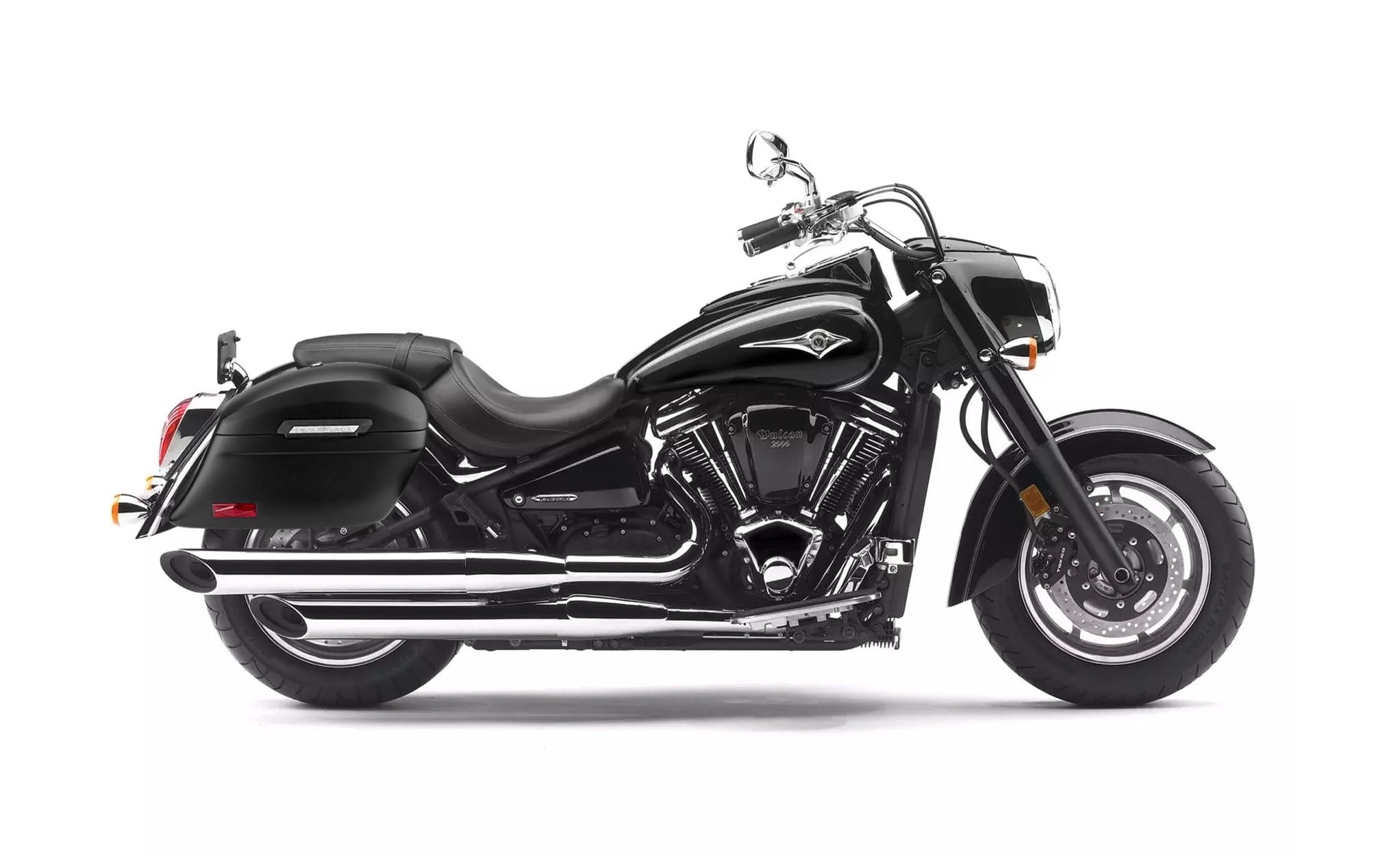 44L - Lamellar Stallion Extra Large Kawasaki Vulcan 2000 VN2000 Matte Motorcycle Hard Saddlebags Bag on Bike @expand