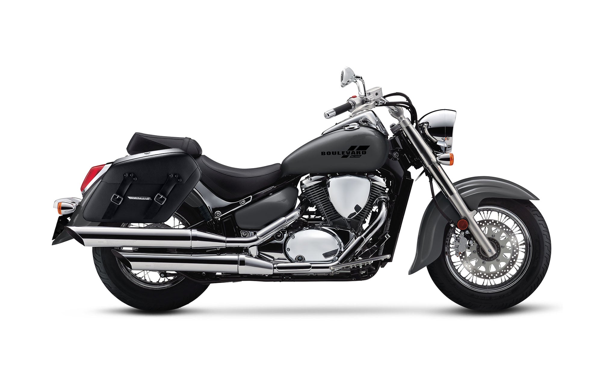 42L - Baldur Extra Large Suzuki Boulevard C50 VL800 Leather Wrapped Motorcycle Hard Saddlebags Bag on Bike @expand