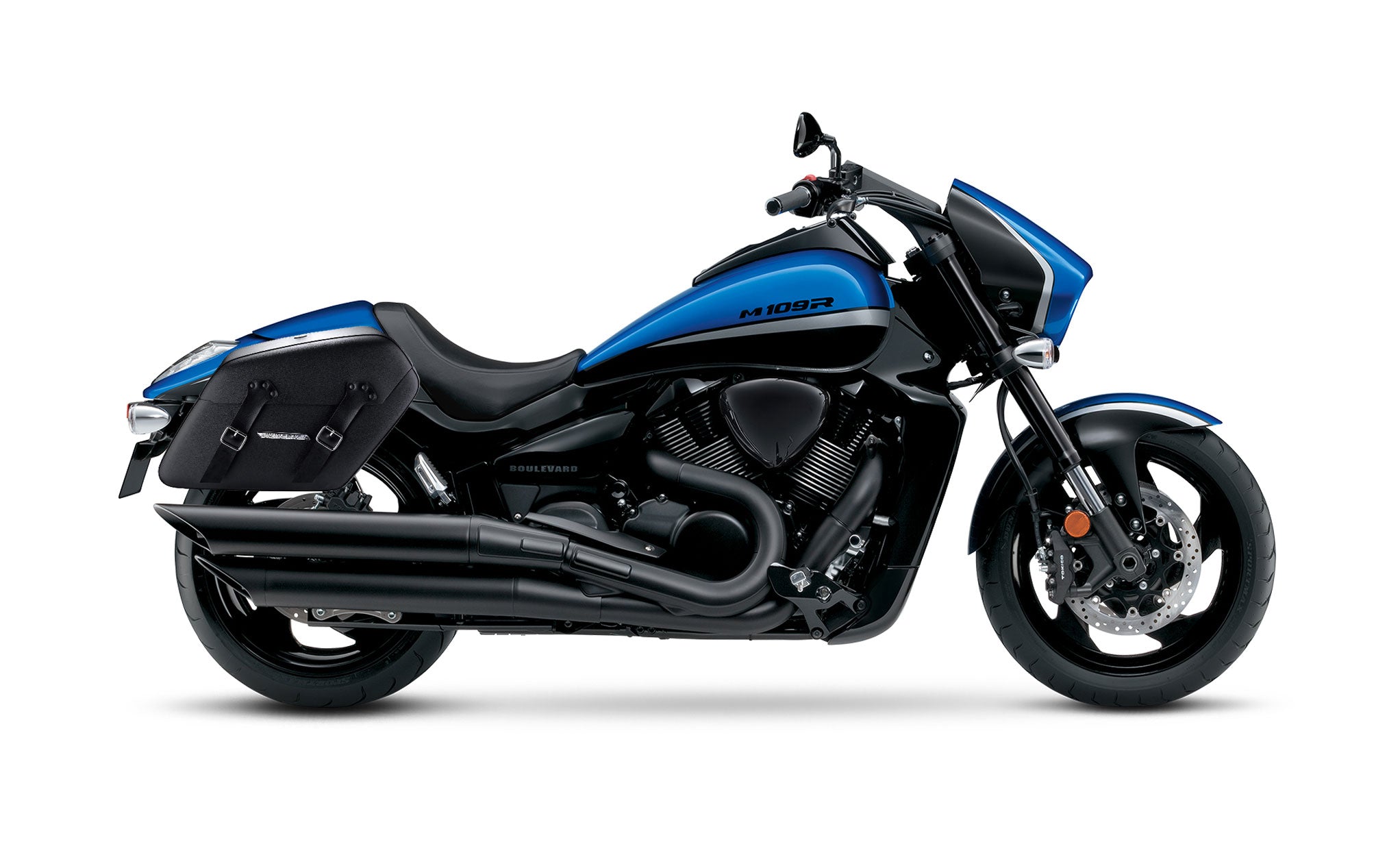 42L - Baldur Extra Large Suzuki Boulevard M109 VZR1800 Leather Wrapped Motorcycle Hard Saddlebags Bag on Bike @expand