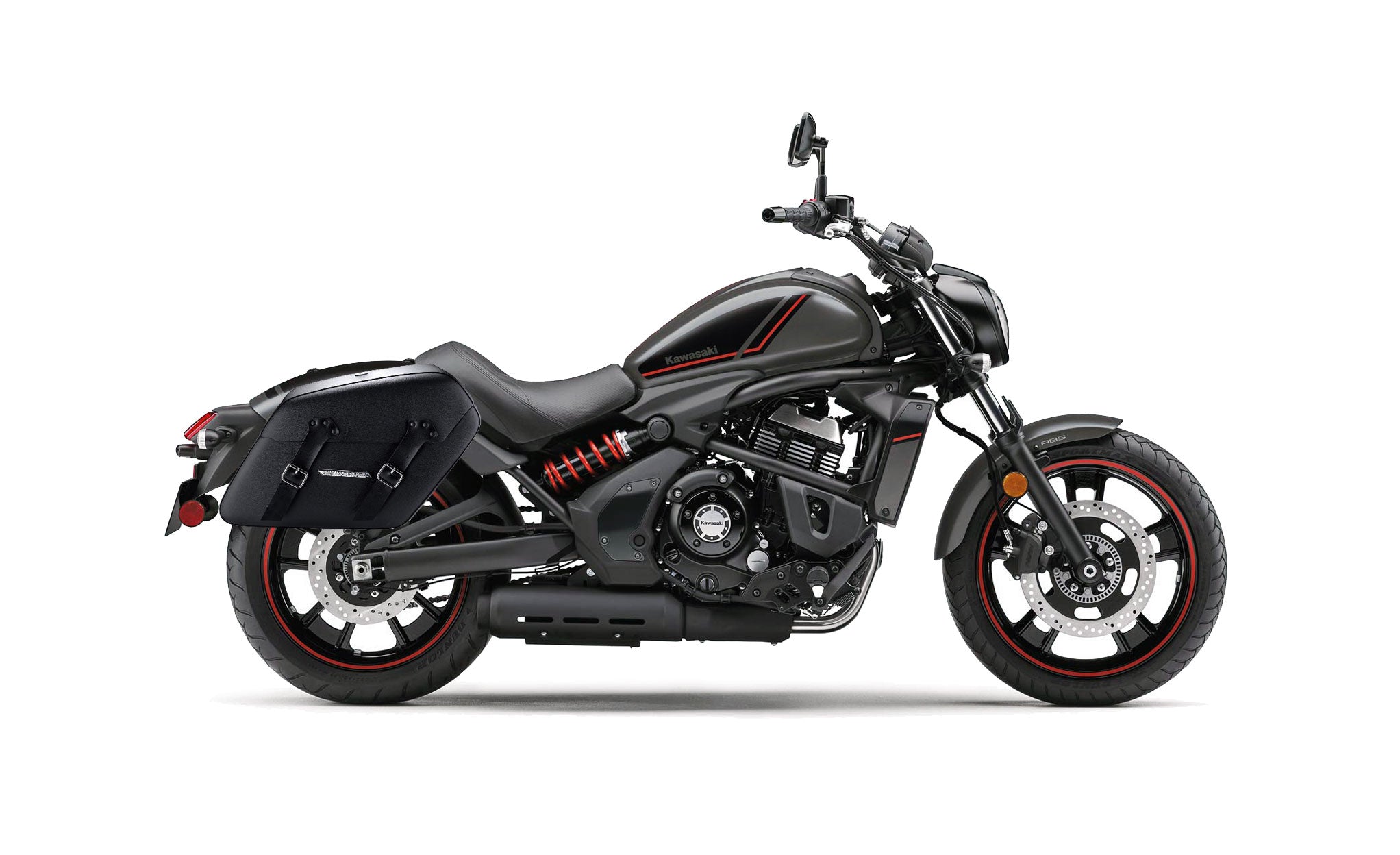 42L - Baldur Extra Large Kawasaki Vulcan S VN650 Leather Wrapped Motorcycle Hard Saddlebags Bag on Bike @expand