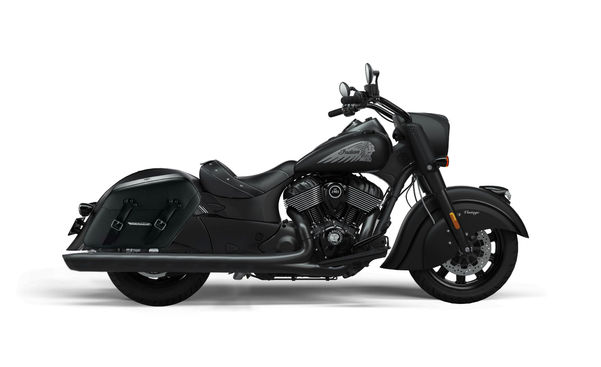 42L - Baldur Extra Large Indian Vintage Darkhorse Leather Wrapped Motorcycle Hard Saddlebags Bag on Bike @expand