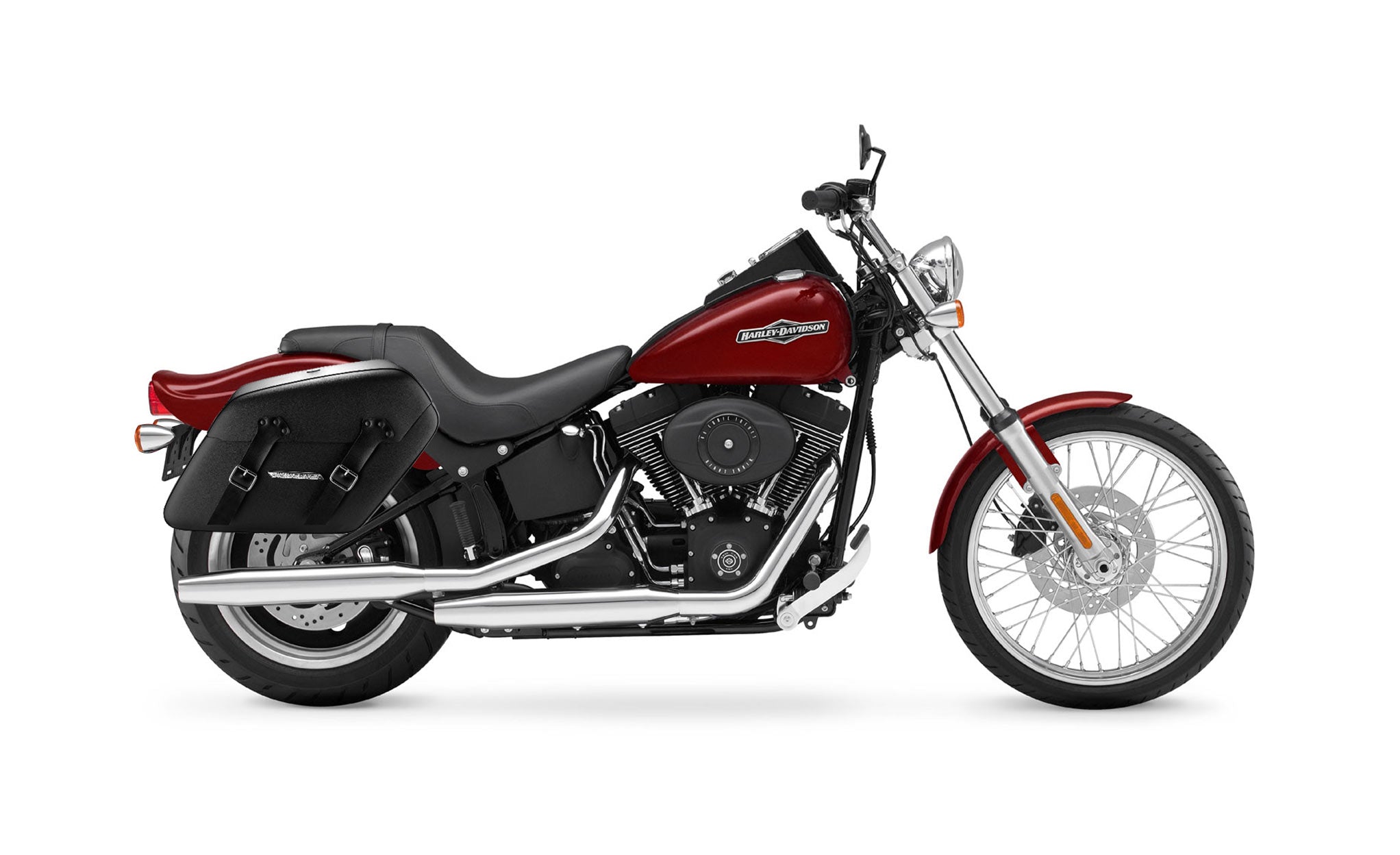 42L - Baldur Extra Large Leather Wrapped Motorcycle Hard Saddlebags for Harley Softail Night Train FXSTB/I Bag on Bike @expand