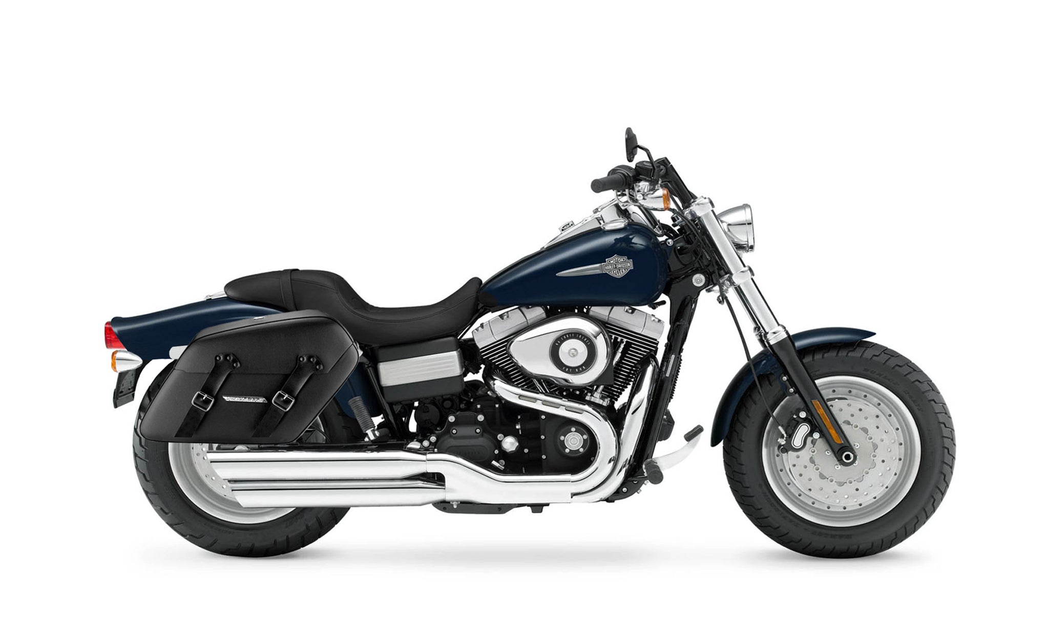38L - Baldur Extra Large Shock Cut-out Leather Wrapped Motorcycle Hard Saddlebags for Harley Dyna Fat Bob FXDF/SE Bag on Bike @expand