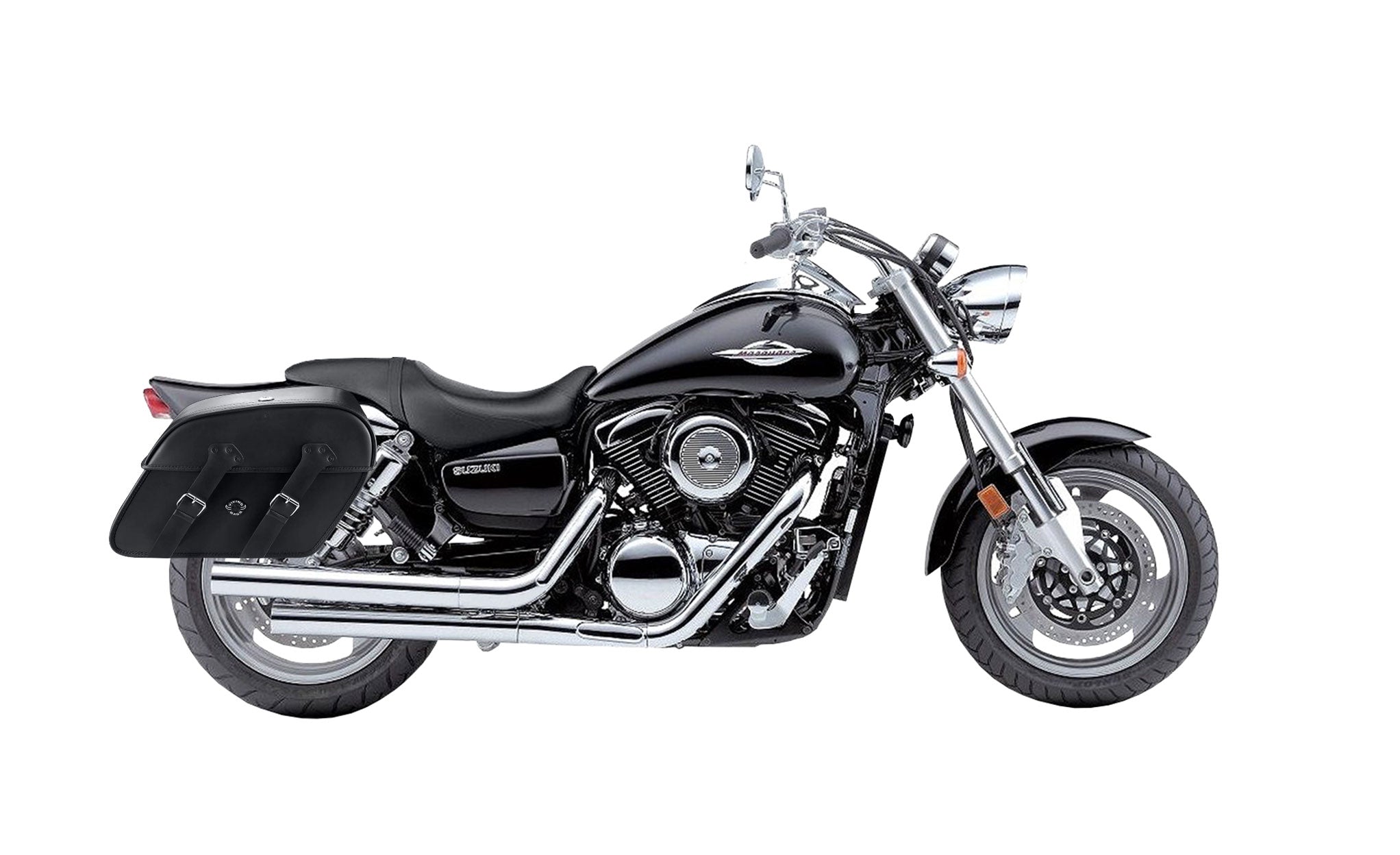 Viking Raven Extra Large Suzuki Boulevard M95 Vz1600 Leather Motorcycle Saddlebags on Bike Photo @expand
