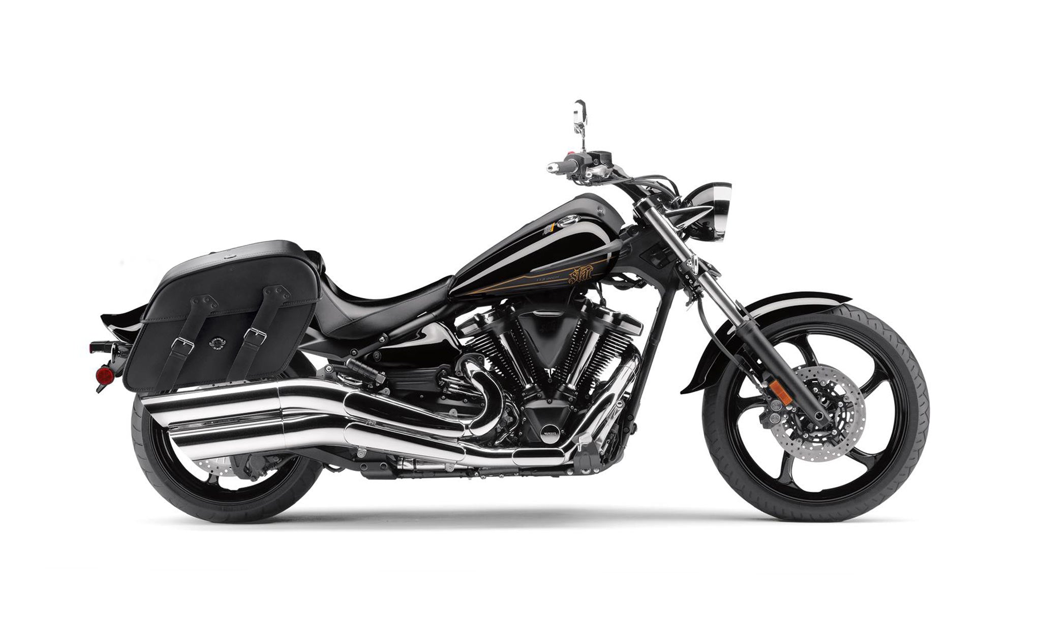 Viking Raven Extra Large Yamaha Raider Leather Motorcycle Saddlebags on Bike Photo @expand