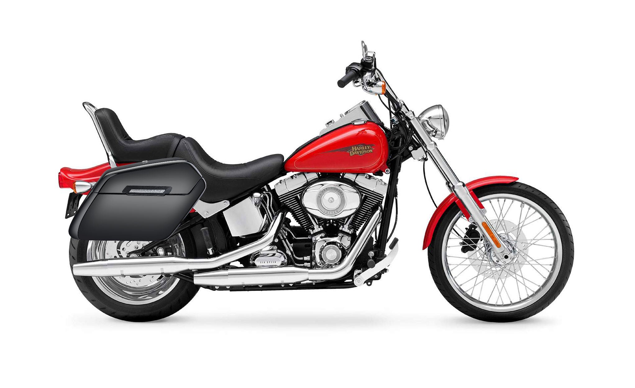 42L - Baldur Extra Large Painted Motorcycle Hard Saddlebags for Harley Softail Custom FXSTC Bag on Bike @expand