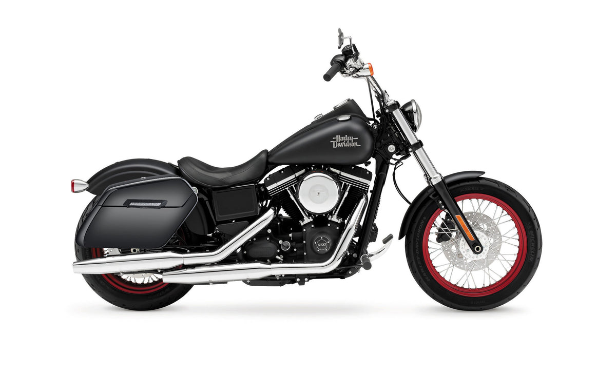 38L - Baldur Extra Large Shock Cut-Out Painted Motorcycle Hard Saddlebags for Harley Dyna Street Bob FXDB/I Bag on Bike @expand