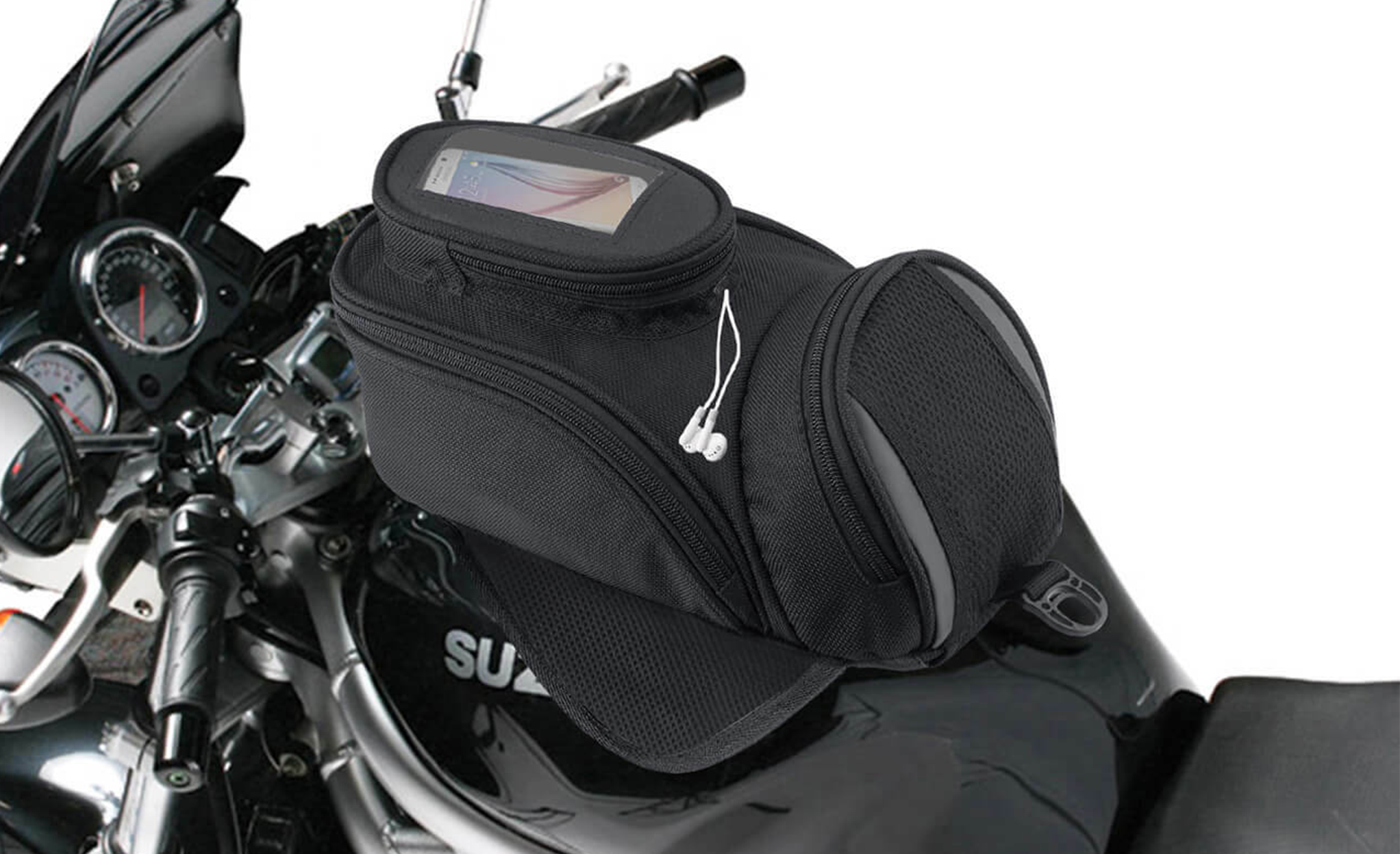 VikingBags Survival Series Magnetic Motorcycle Tank Bag Bag on Bike View @expand