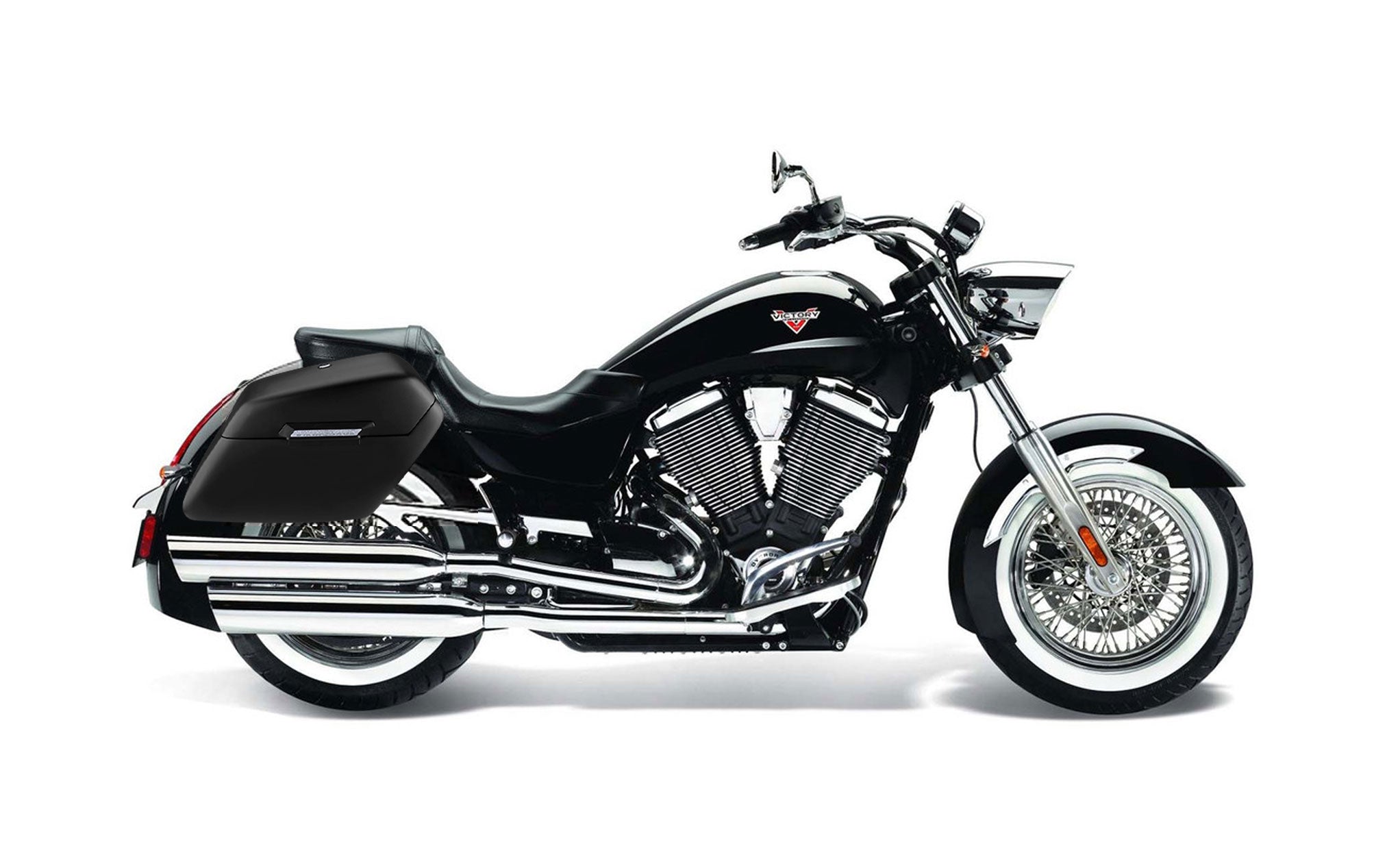 42L - Baldur Extra Large Victory Boardwalk Matte Motorcycle Hard Saddlebags Bag on Bike @expand