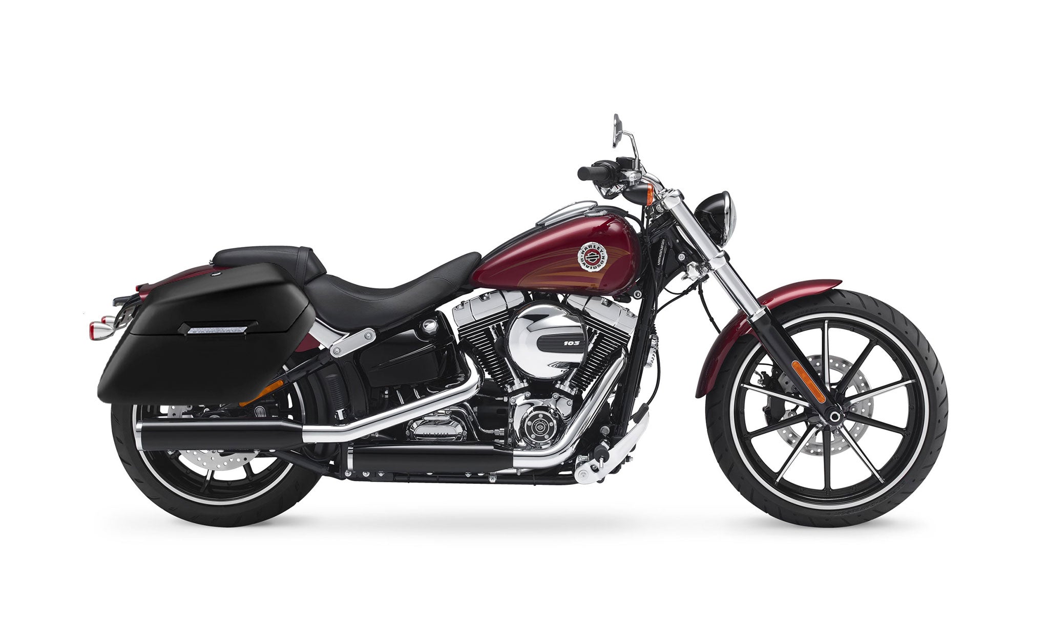 42L - Baldur Extra Large Matte Motorcycle Hard Saddlebags for Harley Softail Breakout FXSB Bag on Bike @expand