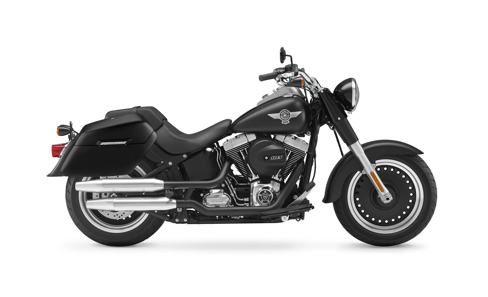 42L - Baldur Extra Large Matte Motorcycle Hard Saddlebags for Harley Softail Fat Boy Lo FLSTFB Bag on Bike @expand