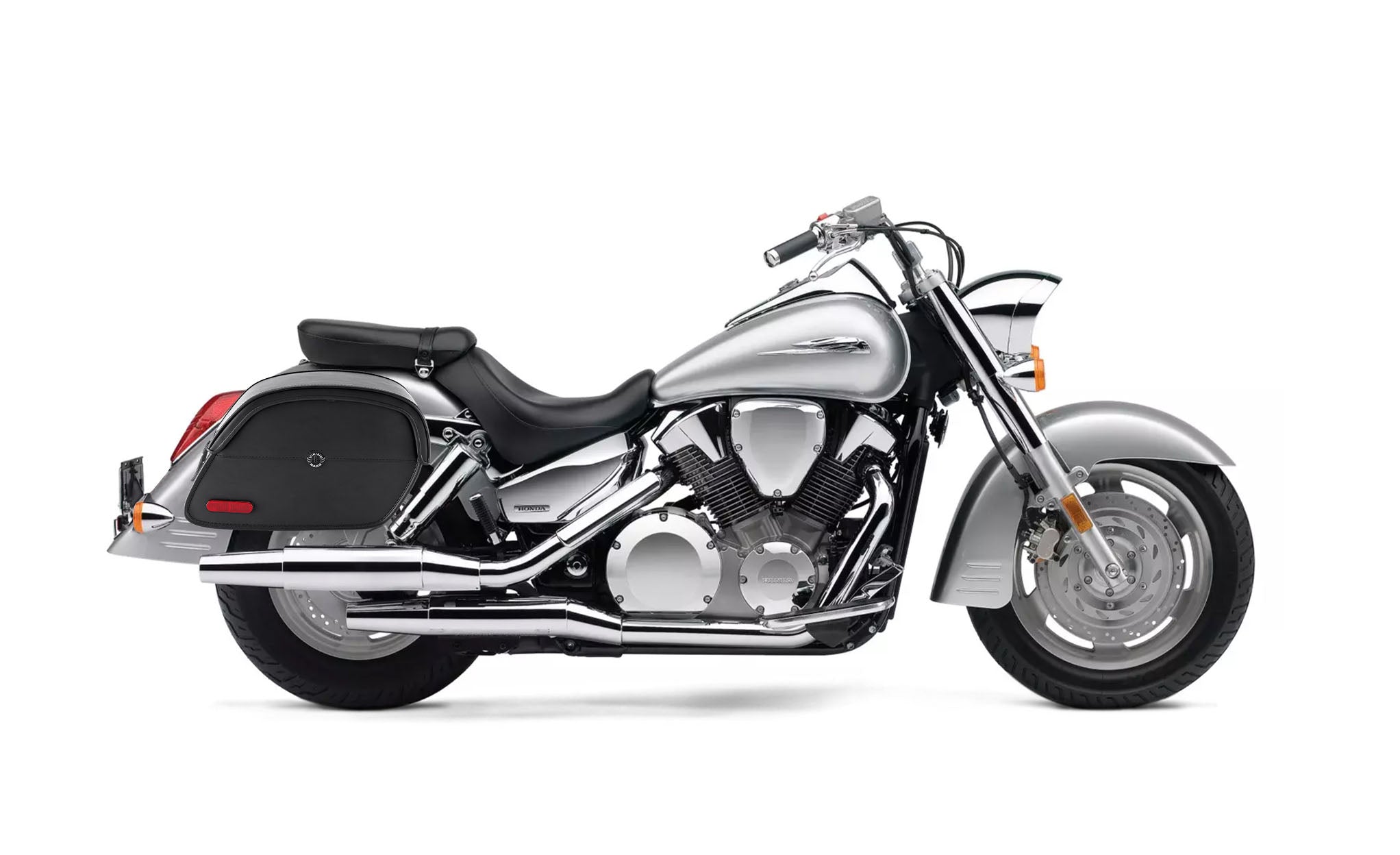 Viking California Large Honda Vtx 1300 S Leather Motorcycle Saddlebags on Bike Photo @expand