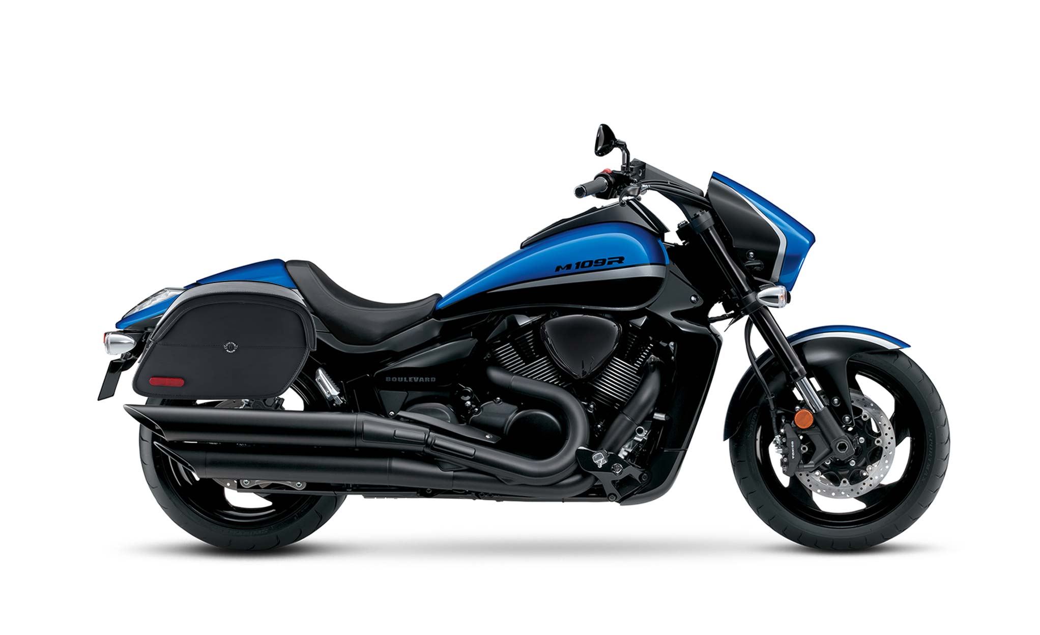 Viking California Large Suzuki Boulevard M109 Vzr1800 Leather Motorcycle Saddlebags on Bike Photo @expand