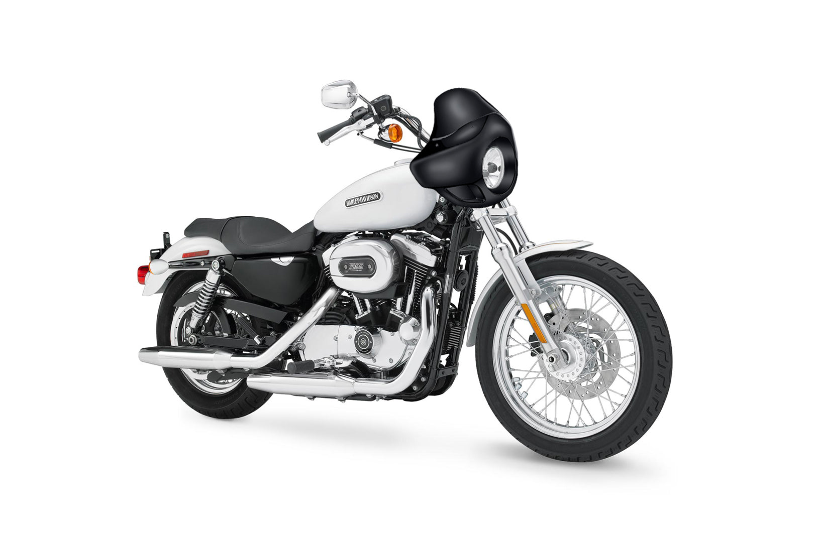 Viking Derby Motorcycle Fairing For Harley Sportster 1200 Low XL1200L Gloss Black Fairing on Bike View @expand