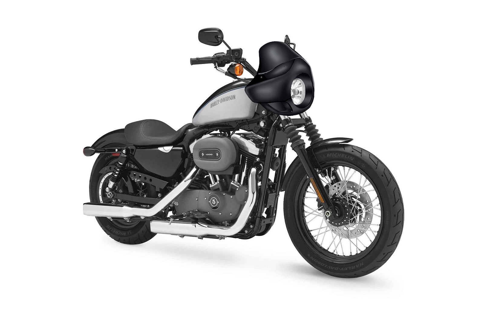 Viking Derby Motorcycle Fairing For Harley Sportster 1200 Nightster XL1200N Gloss Black Bag on Bike View @expand