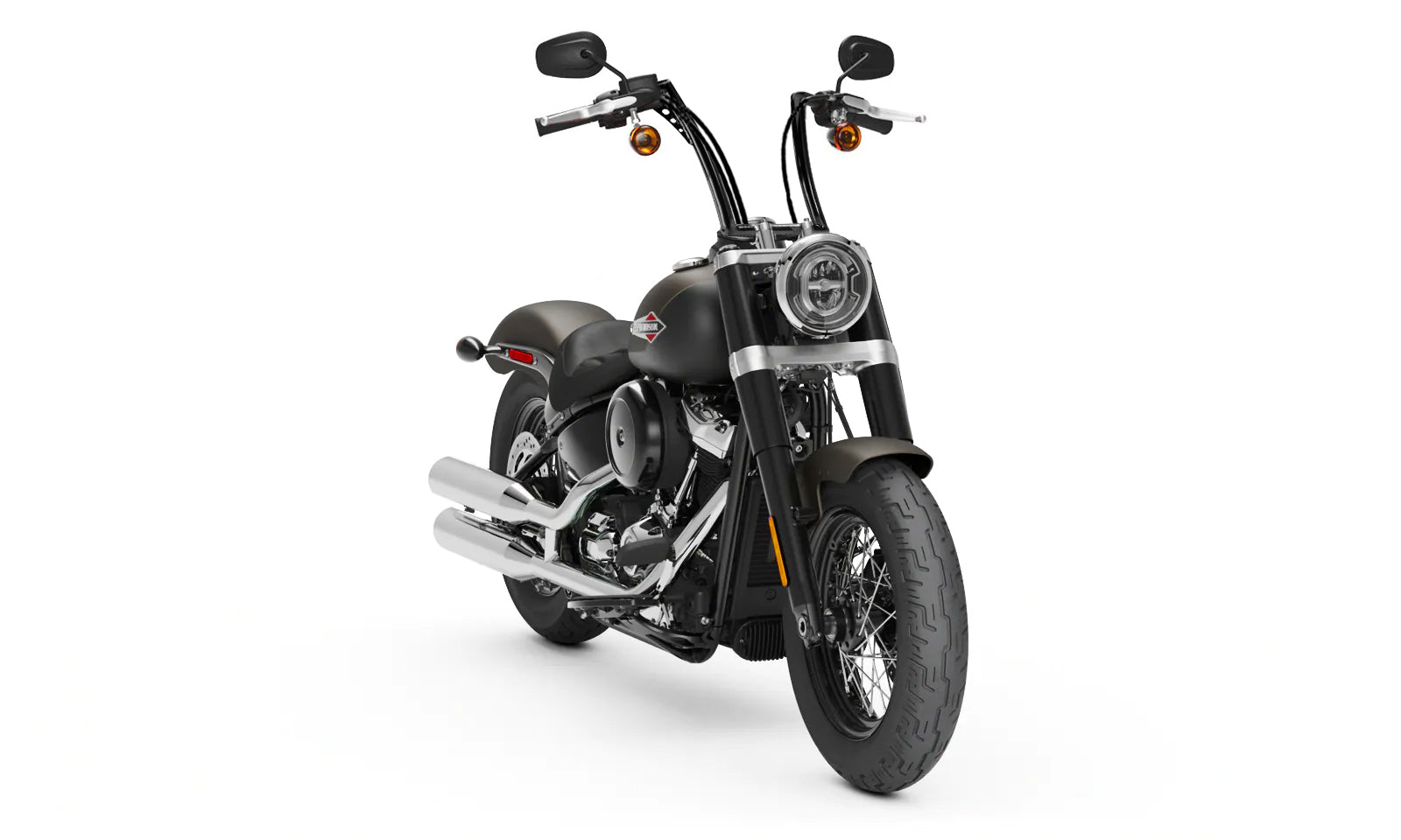 Viking Iron Born 12" Handlebar For Harley Softail Slim FLS Gloss Black Bag on Bike View @expand