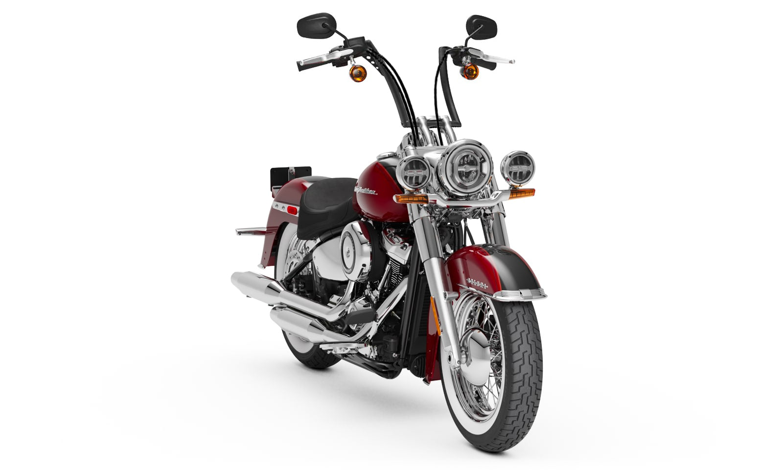Viking Iron Born 12" Handlebar for Harley Softail Deluxe FLSTN Matte Black Bag on Bike View @expand