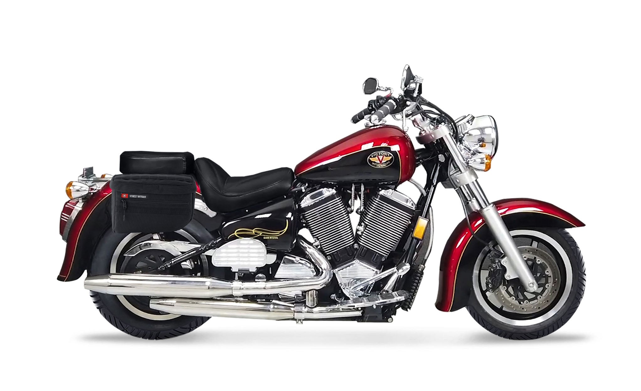18L - Patriot Large Victory V92C Motorcycle Throw Over Saddlebags Bag on Bike @expand