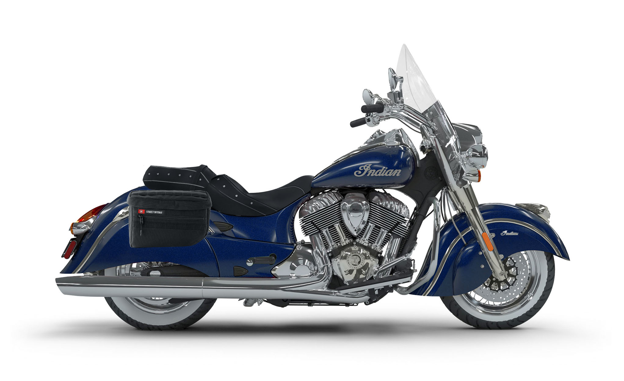 18L - Patriot Large Indian Chief Vintage Motorcycle Throw Over Saddlebags Bag on Bike @expand