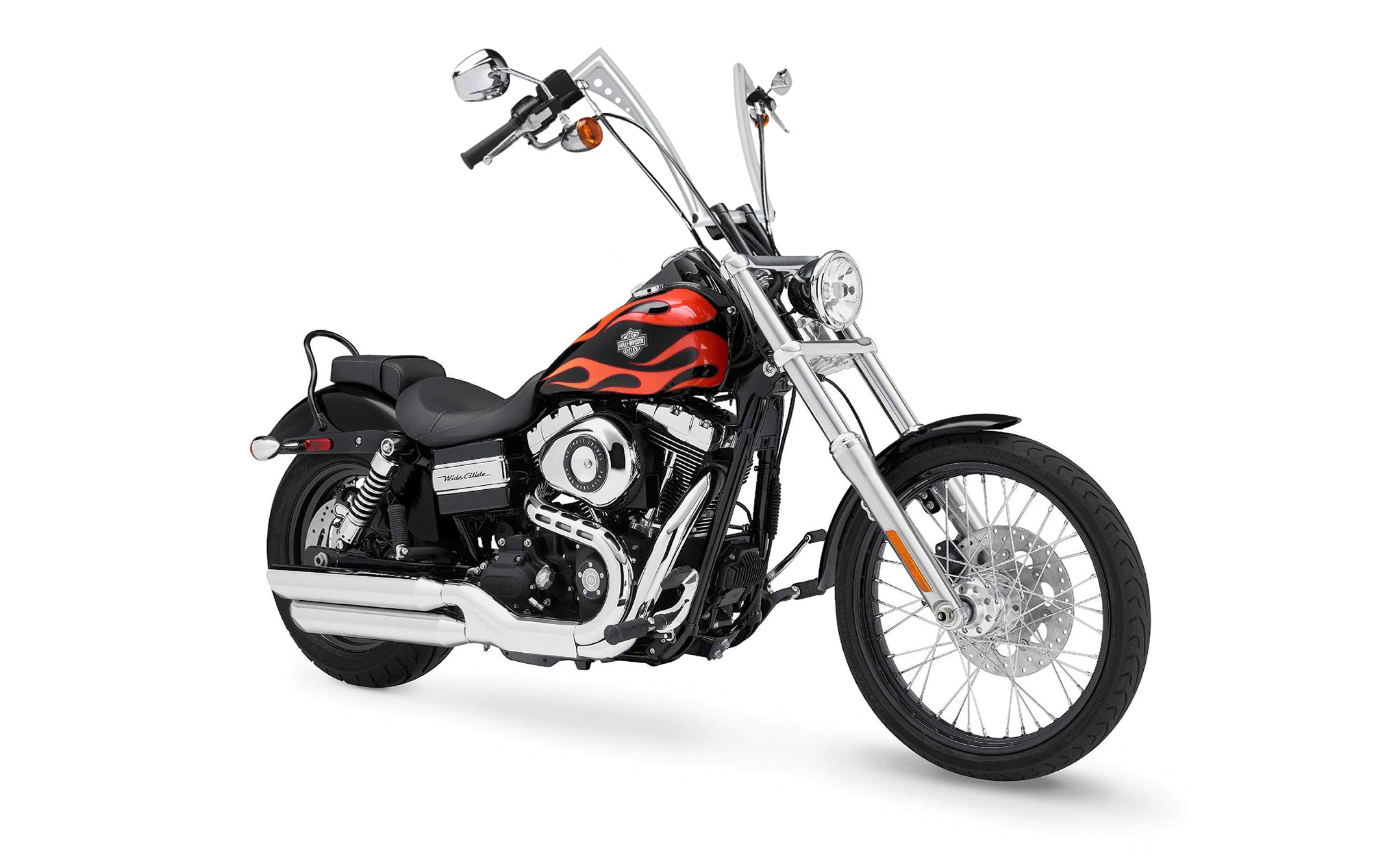 Viking Iron Born 12" Handlebar For Harley Dyna Wide Glide FXDWG Chrome Bag on Bike View @expand