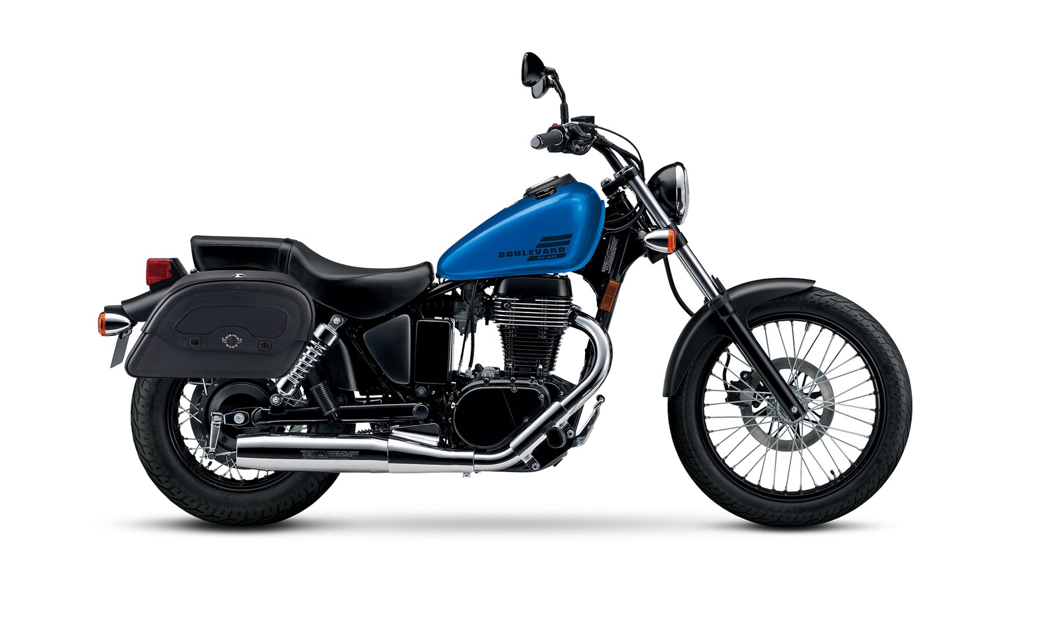 Viking Warrior Medium Suzuki Boulevard S40 Savage Ls650 Leather Motorcycle Saddlebags on Bike Photo @expand