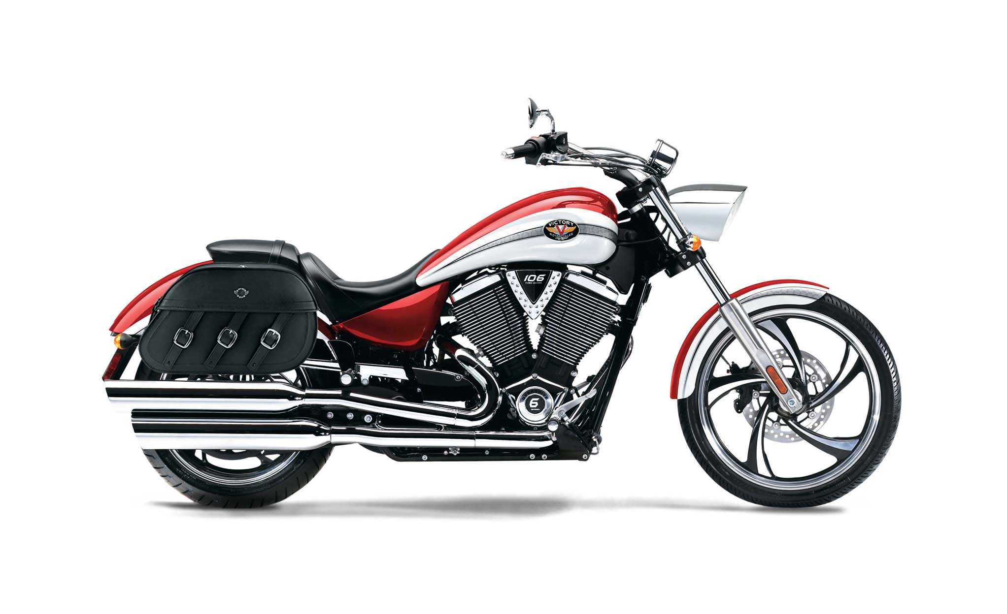 Viking Trianon Extra Large Victory Vegas Leather Motorcycle Saddlebags on Bike Photo @expand