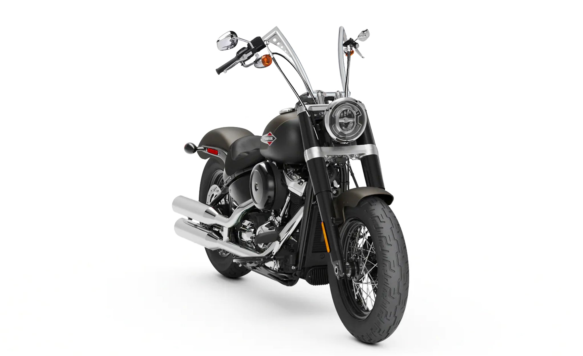 Viking Iron Born 12" Handlebar For Harley Softail Slim FLS Chrome Bag on Bike View @expand