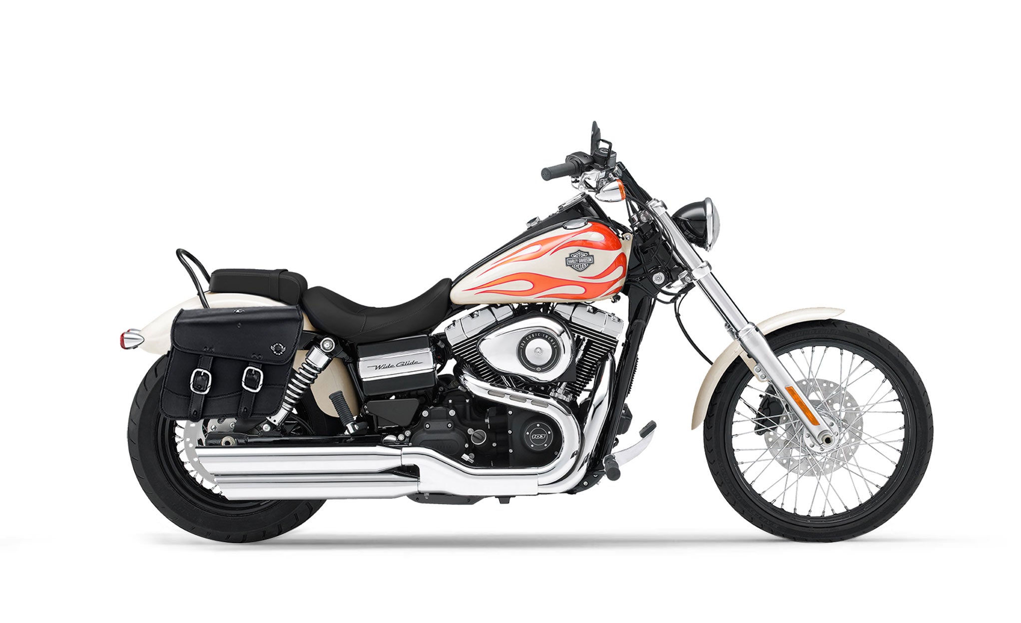 Viking Thor Medium Leather Motorcycle Saddlebags For Harley Davidson Dyna Wide Glide Fxdwg I on Bike Photo @expand