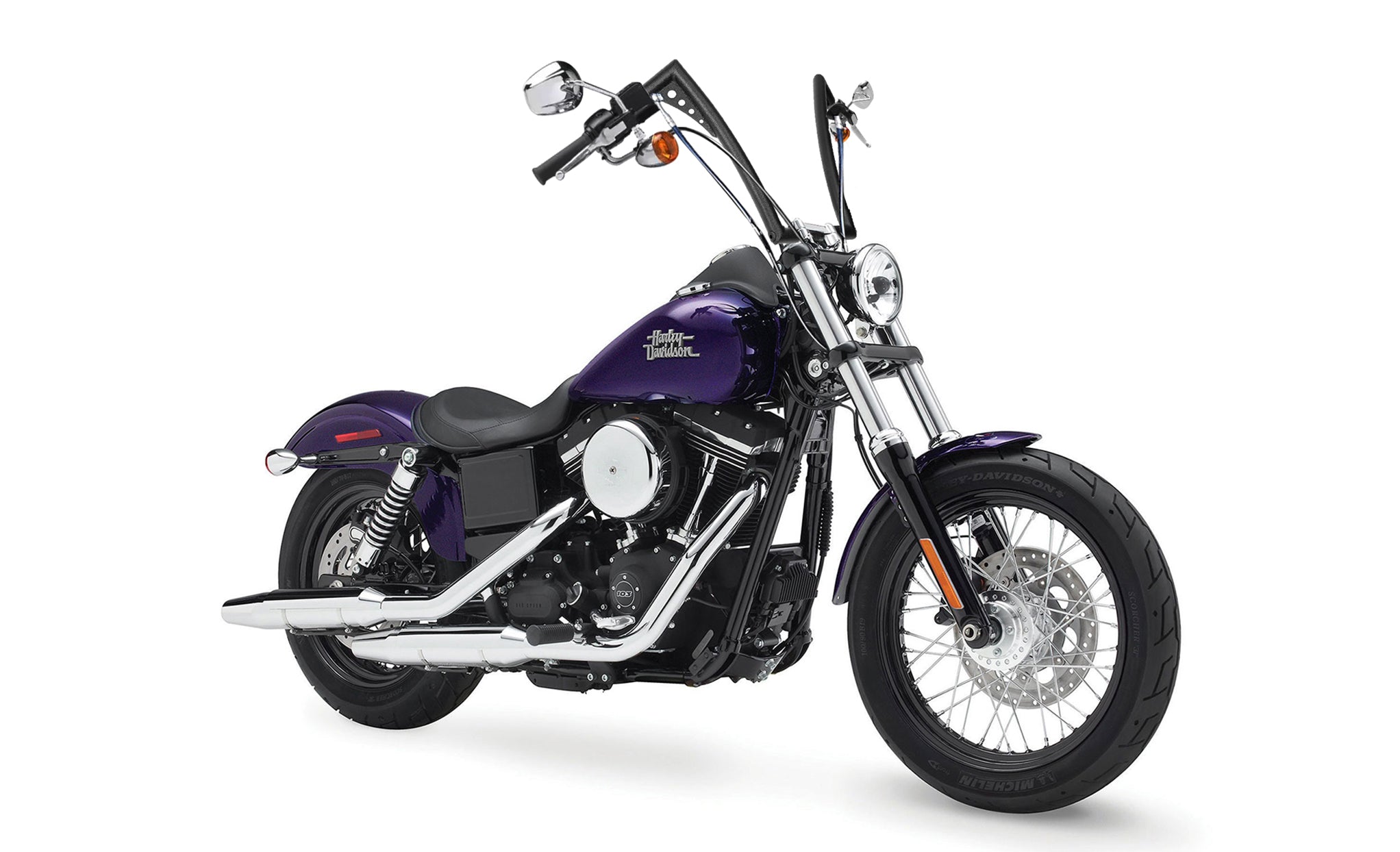 Viking Iron Born 12" Handlebar for Harley Dyna Street Bob FXDB Matte Black Handlebar on Bike View @expand