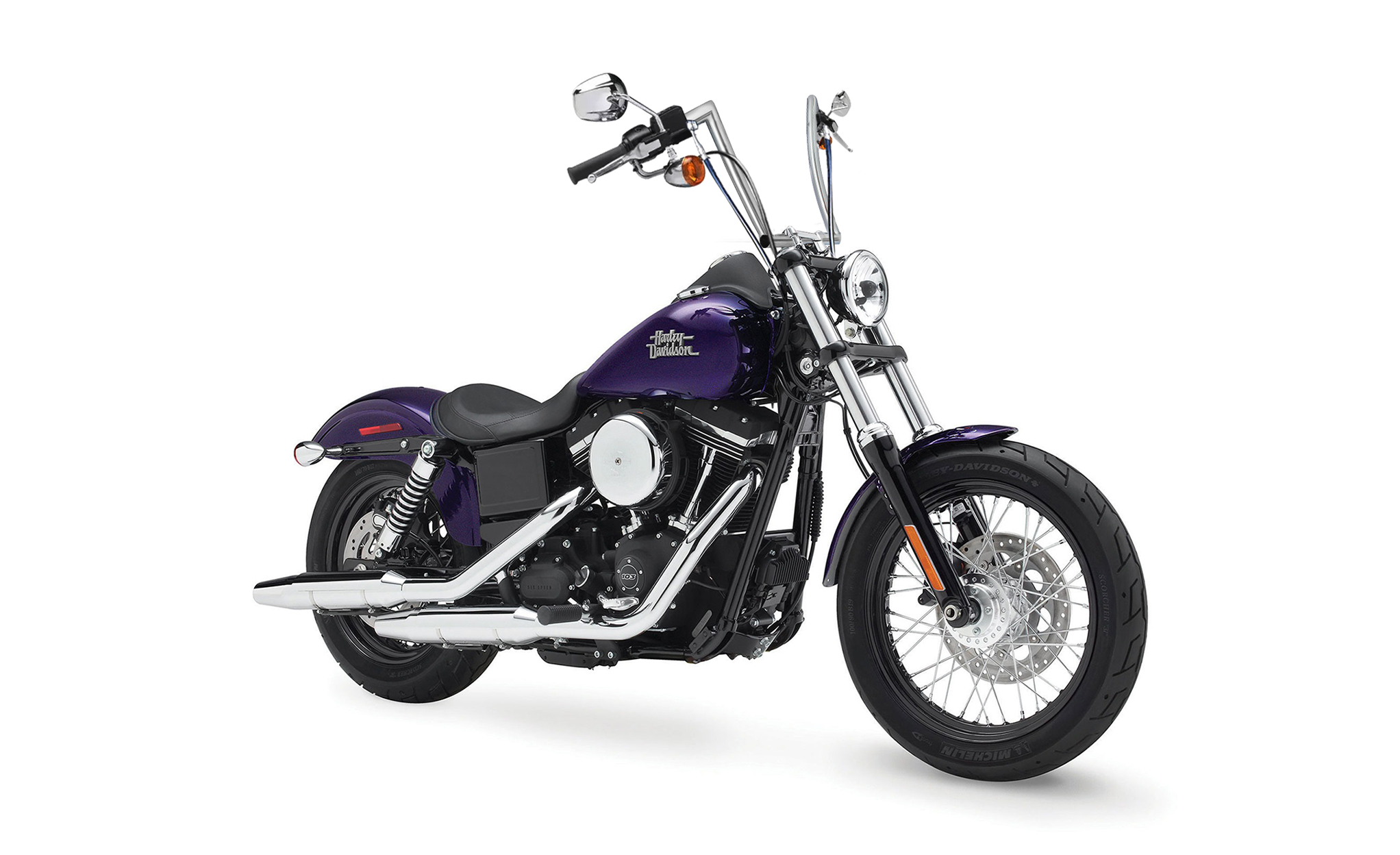Viking Iron Born 9" Handlebar for Harley Dyna Street Bob FXDB Chrome Bag on Bike View @expand