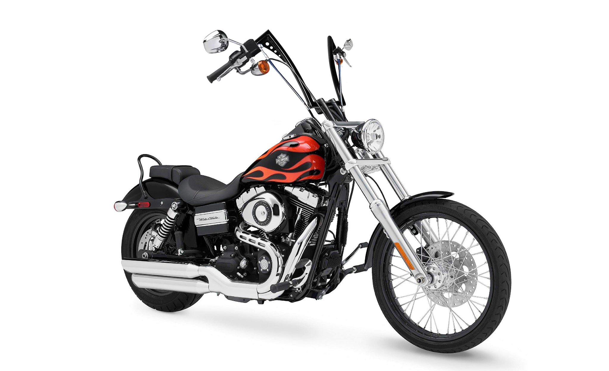 Viking Iron Born 12" Handlebar For Harley Dyna Wide Glide FXDWG Gloss Black Handlebar on Bike View @expand