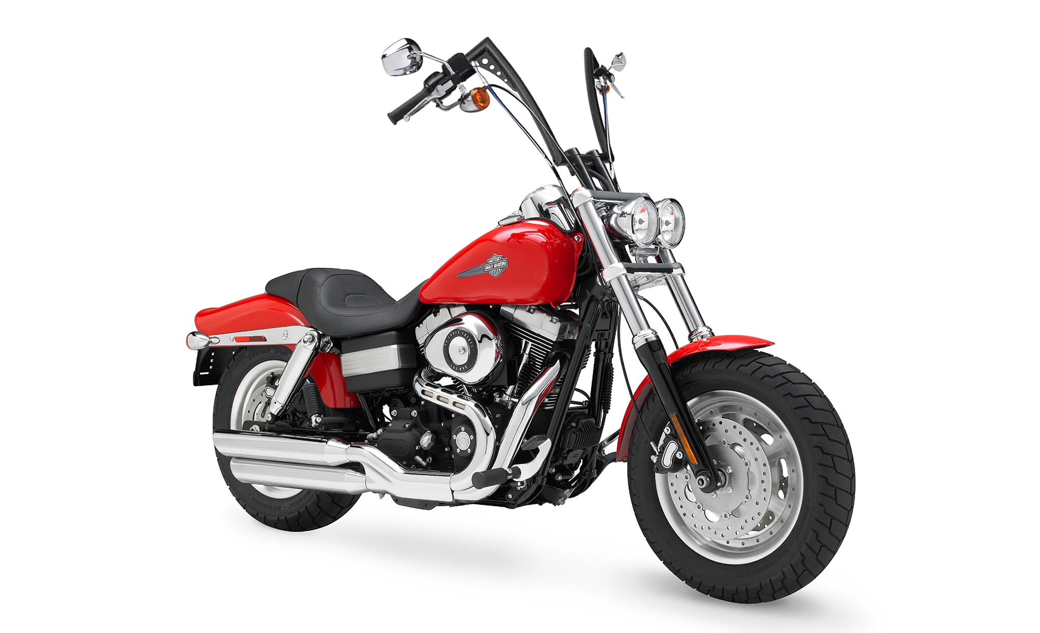 Viking Iron Born 12" Handlebar for Harley Dyna Fat Bob FXDF Matte Black Bag on Bike View @expand