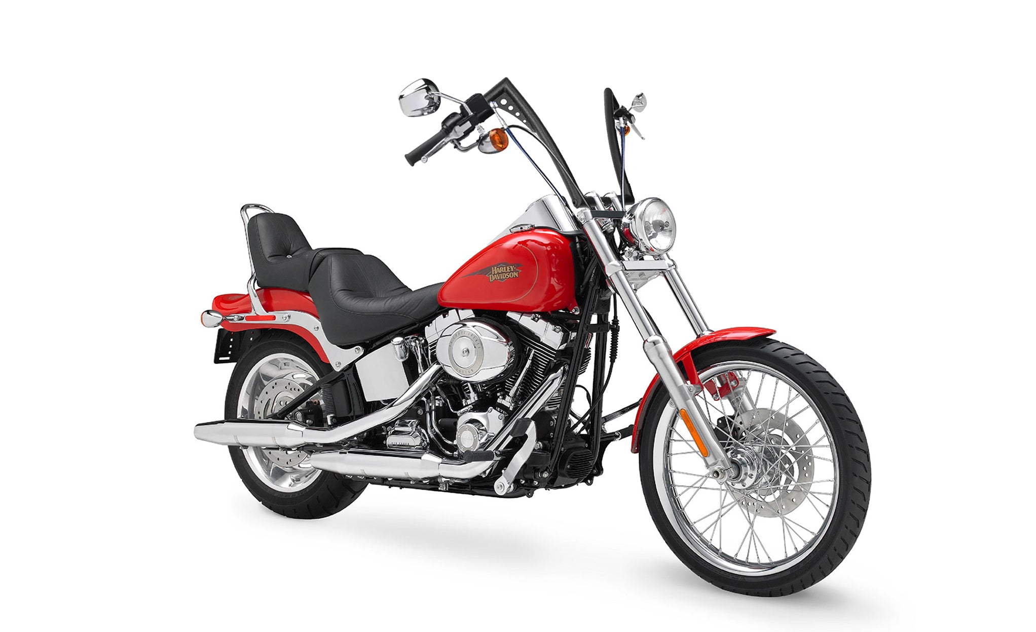 Viking Iron Born 12" Handlebar for Harley Softail Custom FXSTC Matte Black Bag on Bike View @expand