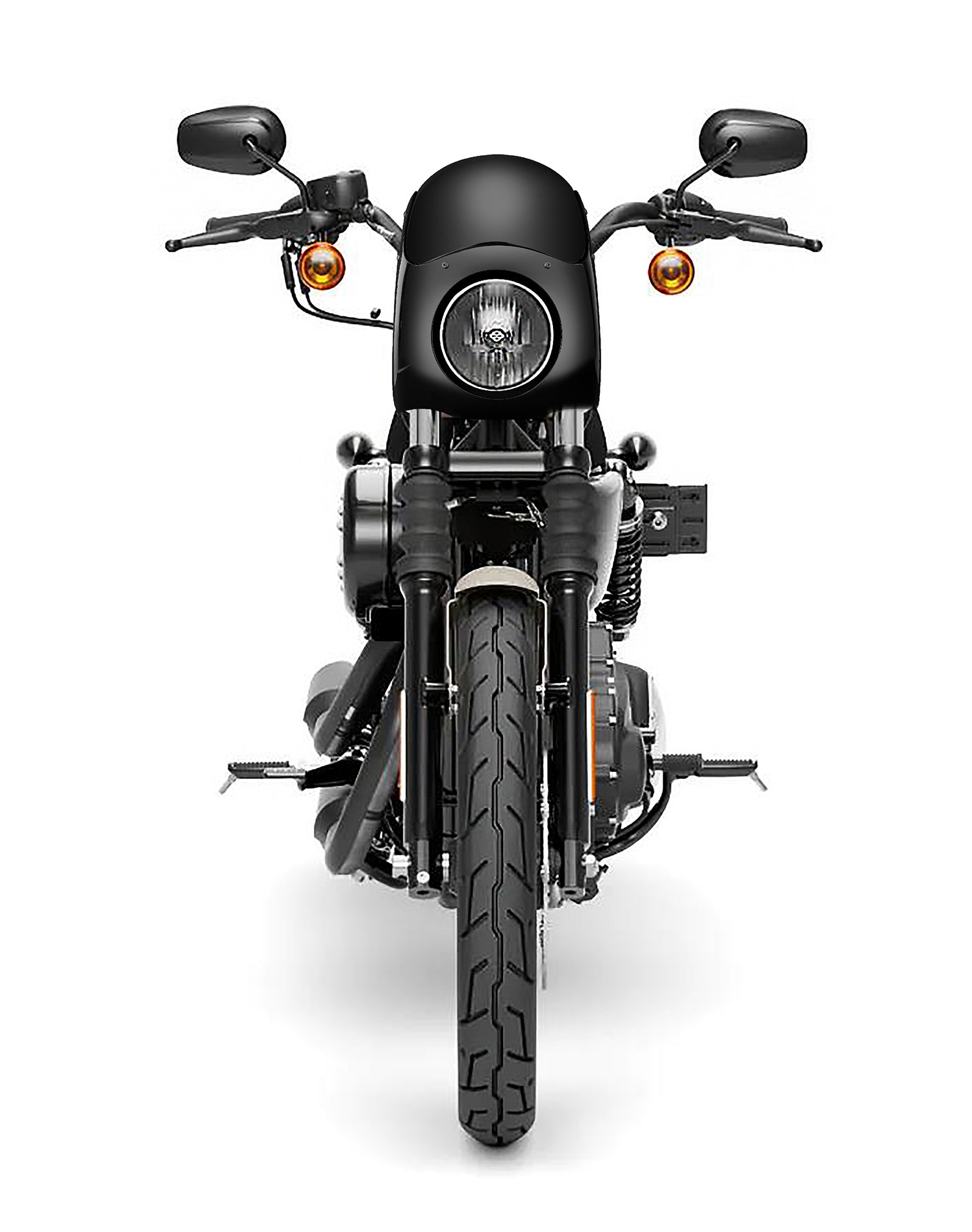 Viking Bronco Motorcycle Fairing For Harley Sportster 883 Iron XL883N Gloss Black Fairing From Front