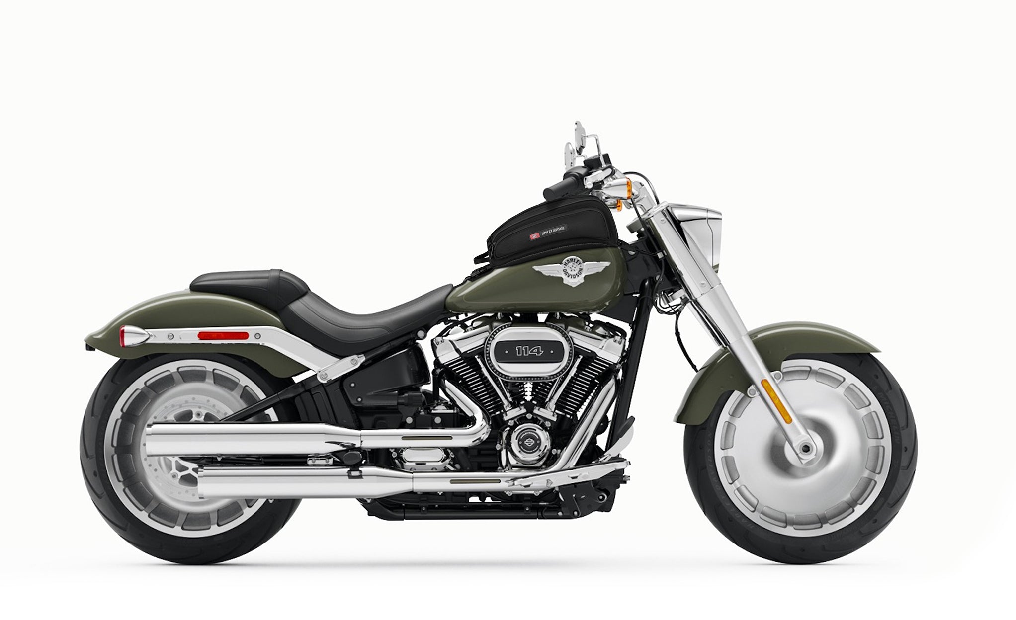 9L - Voyage Tank Bag for Harley Softail Fat Boy FLFB On Bike @expand