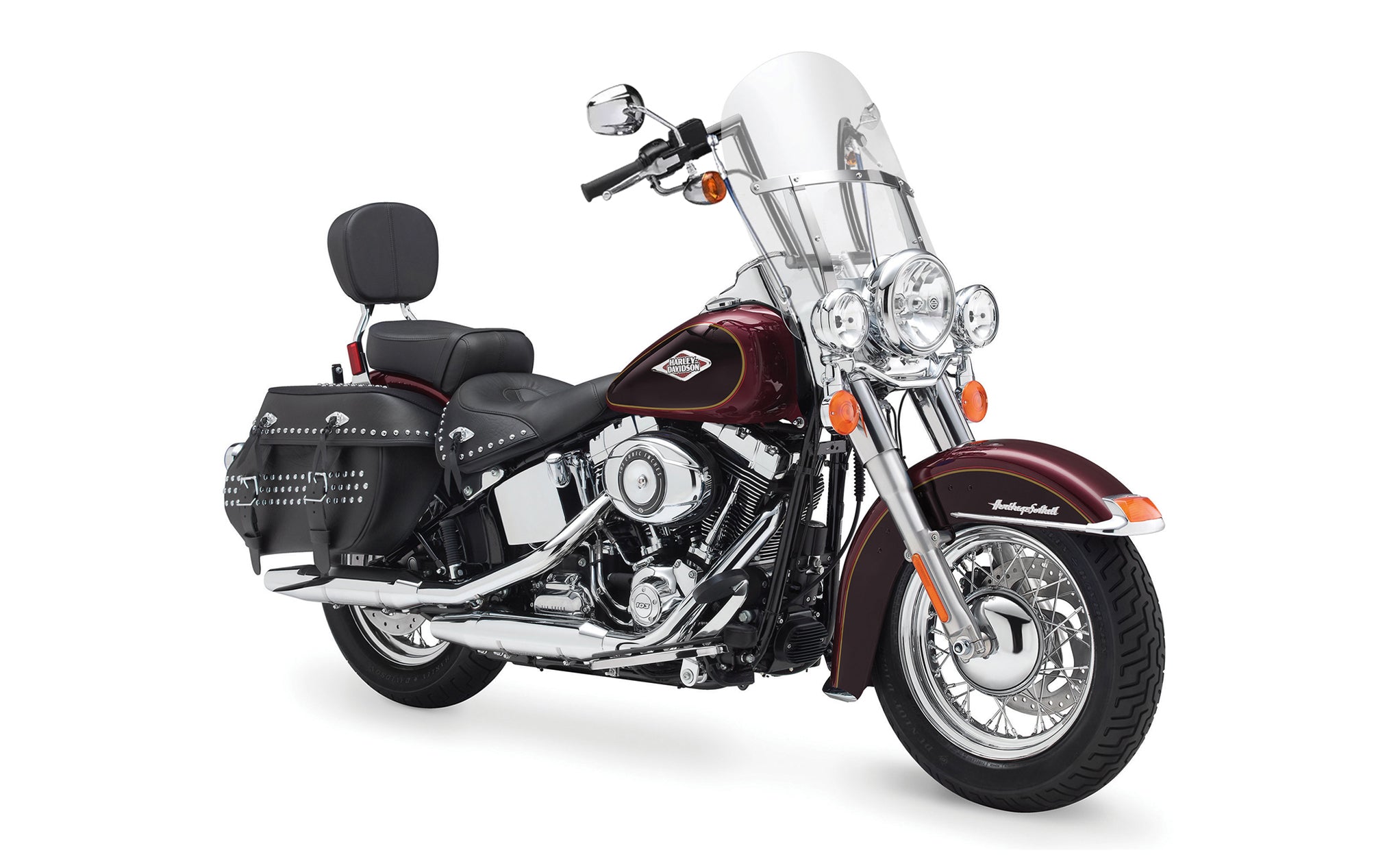Viking Iron Born 9" Handlebar For Harley Softail Heritage Classic FLSTC Gloss Black Bag on Bike View @expand